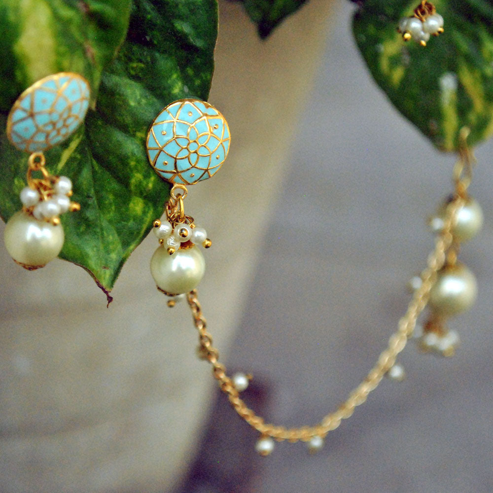 Traditional Kundan earrings in gold-tone, perfect for weddings and festive wear