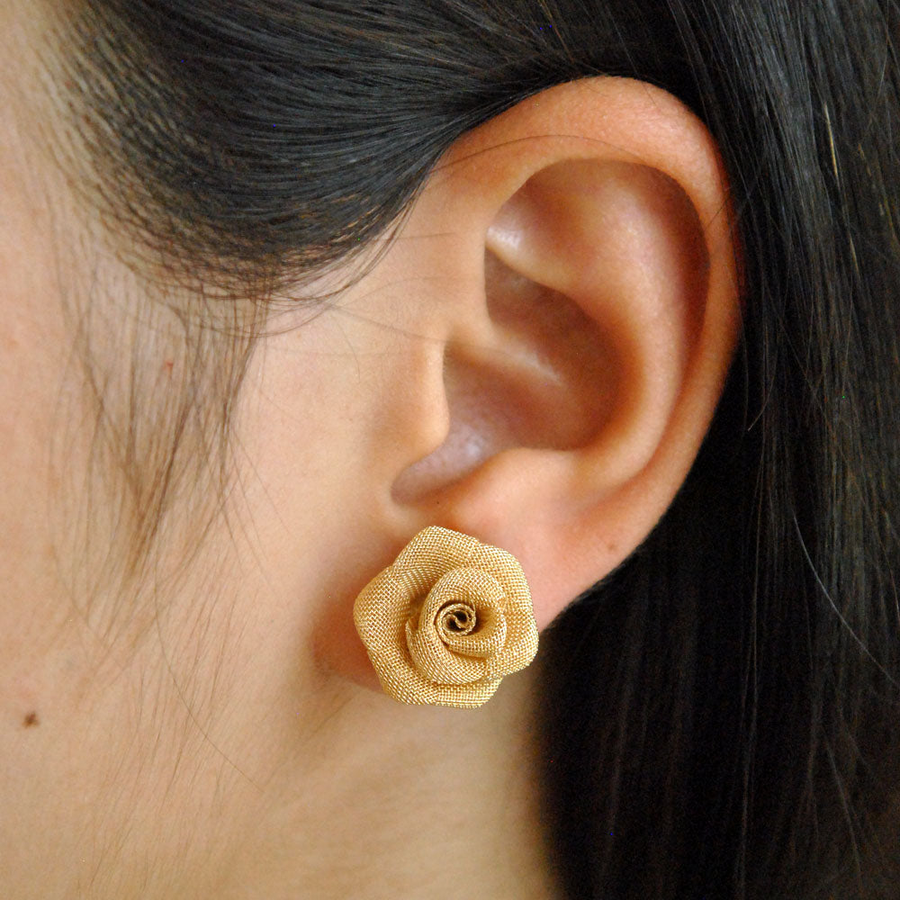 Rose design outlet gold earrings