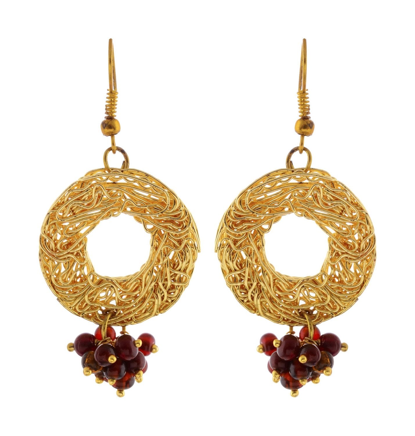 golden wire mesh earrings