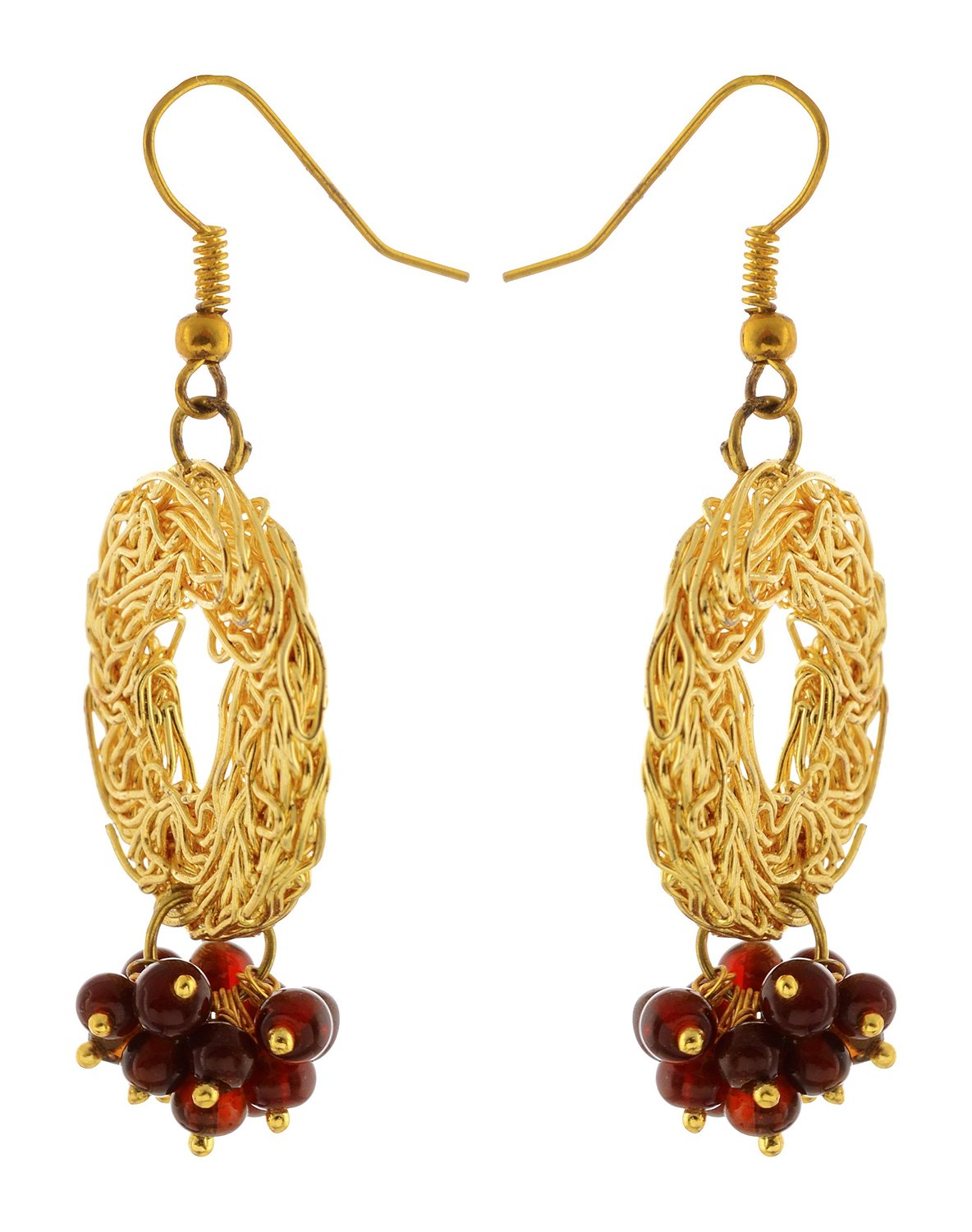 golden wire mesh earrings