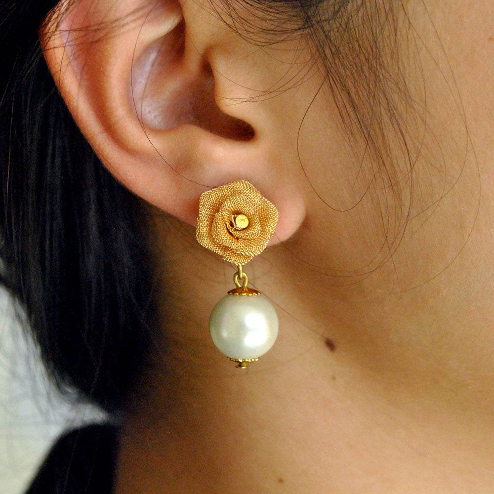 Traditional Kundan earrings in gold-tone, perfect for weddings and festive wear