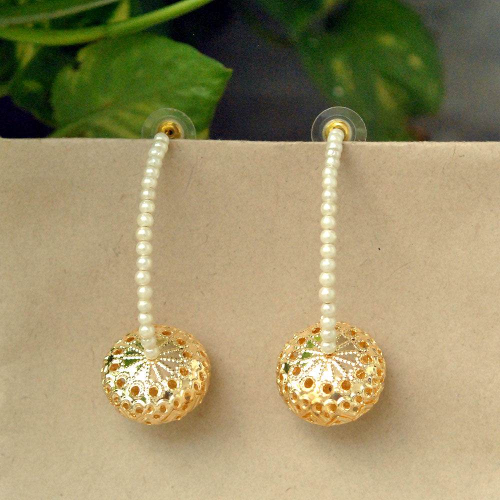 Traditional Kundan earrings in gold-tone, perfect for weddings and festive wear