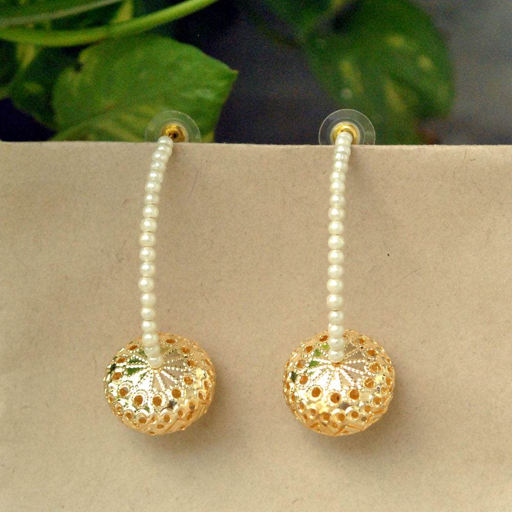 Traditional Kundan earrings in gold-tone, perfect for weddings and festive wear
