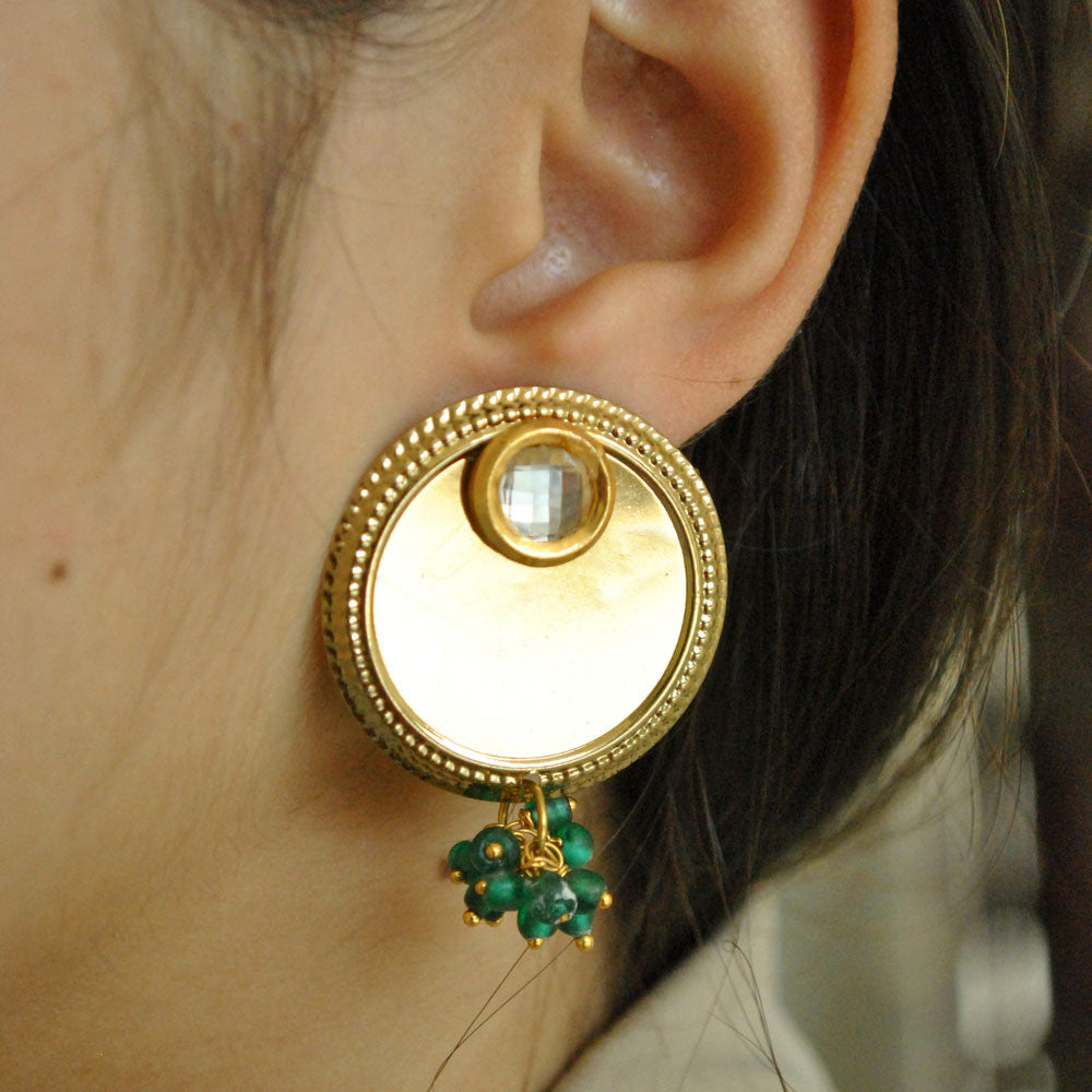 Traditional Kundan earrings in gold-tone, perfect for weddings and festive wear