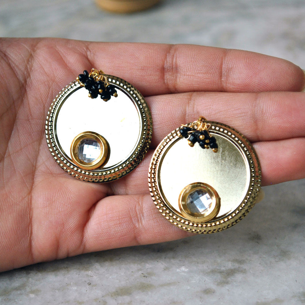 Traditional Kundan earrings in gold-tone, perfect for weddings and festive wear