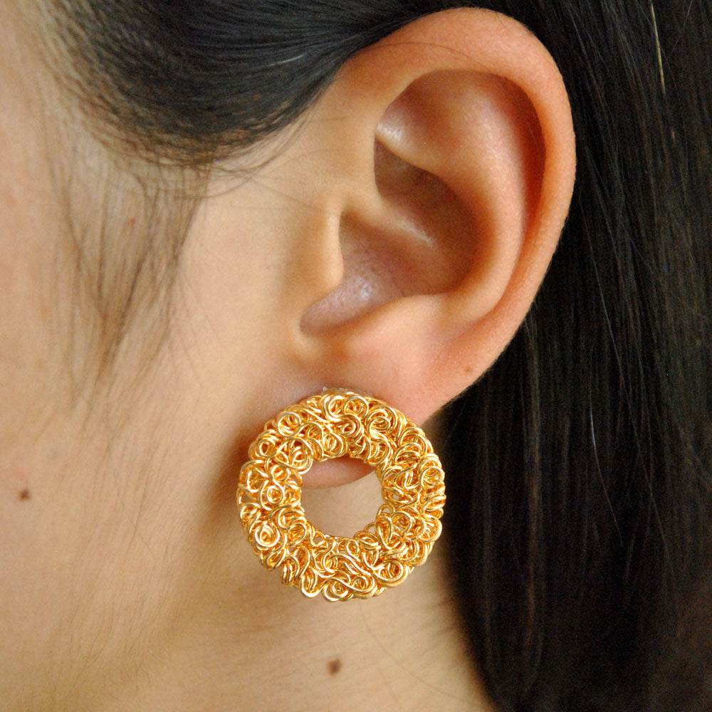 Traditional Kundan earrings in gold-tone, perfect for weddings and festive wear