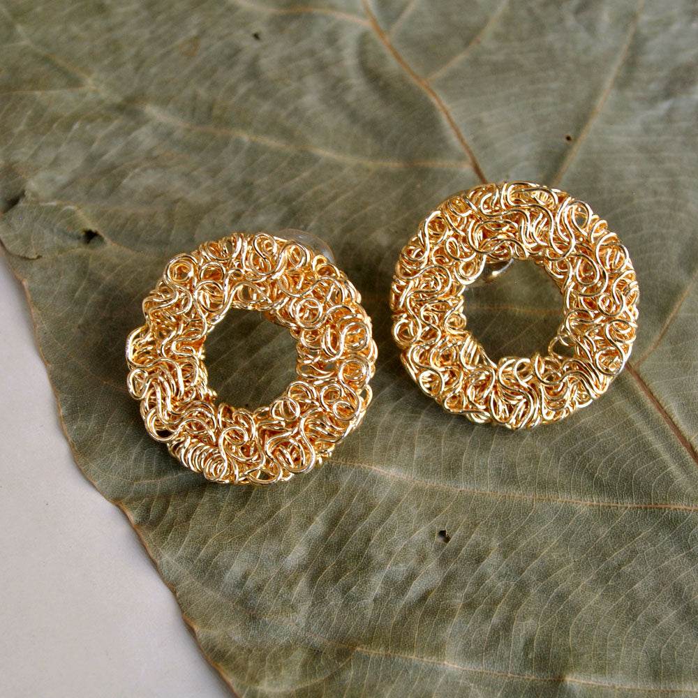 Traditional Kundan earrings in gold-tone, perfect for weddings and festive wear