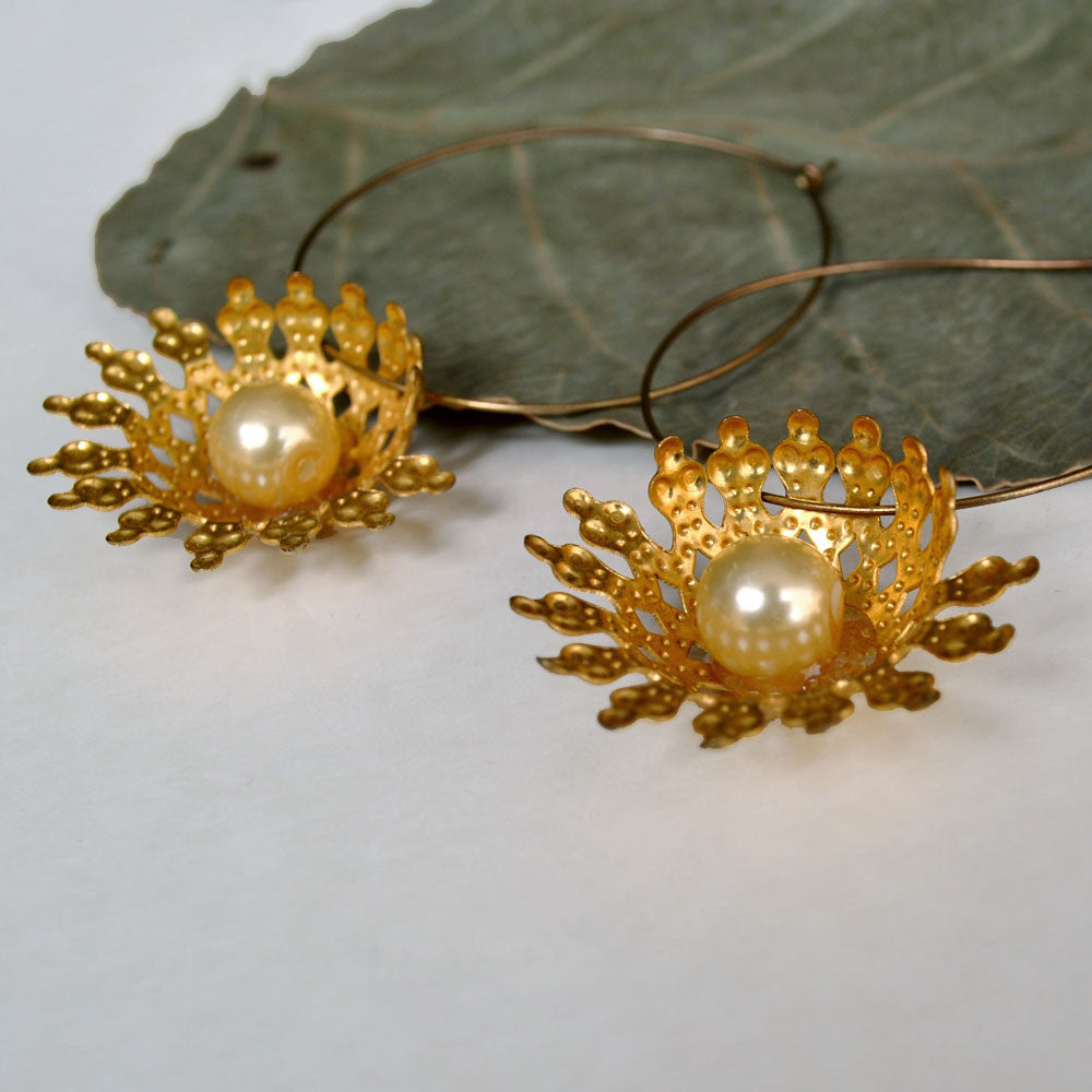 Traditional Kundan earrings in gold-tone, perfect for weddings and festive wear
