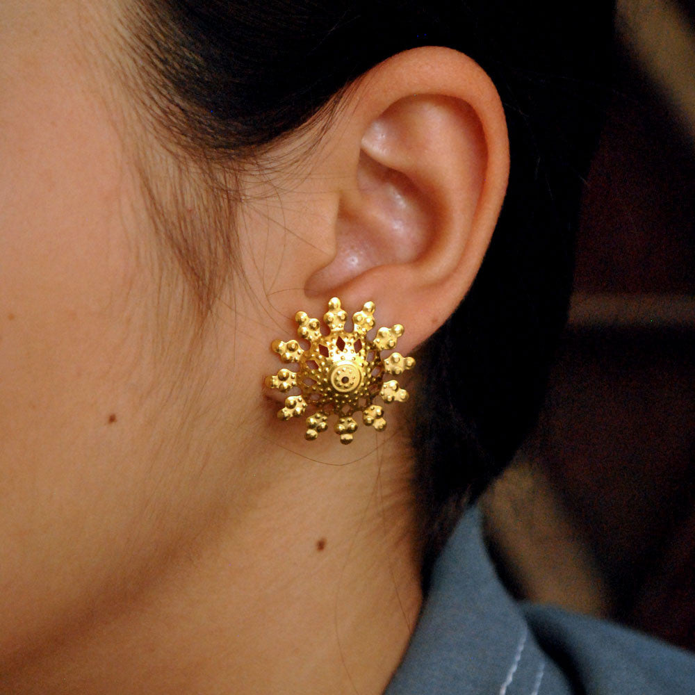 Traditional Kundan earrings in gold-tone, perfect for weddings and festive wear