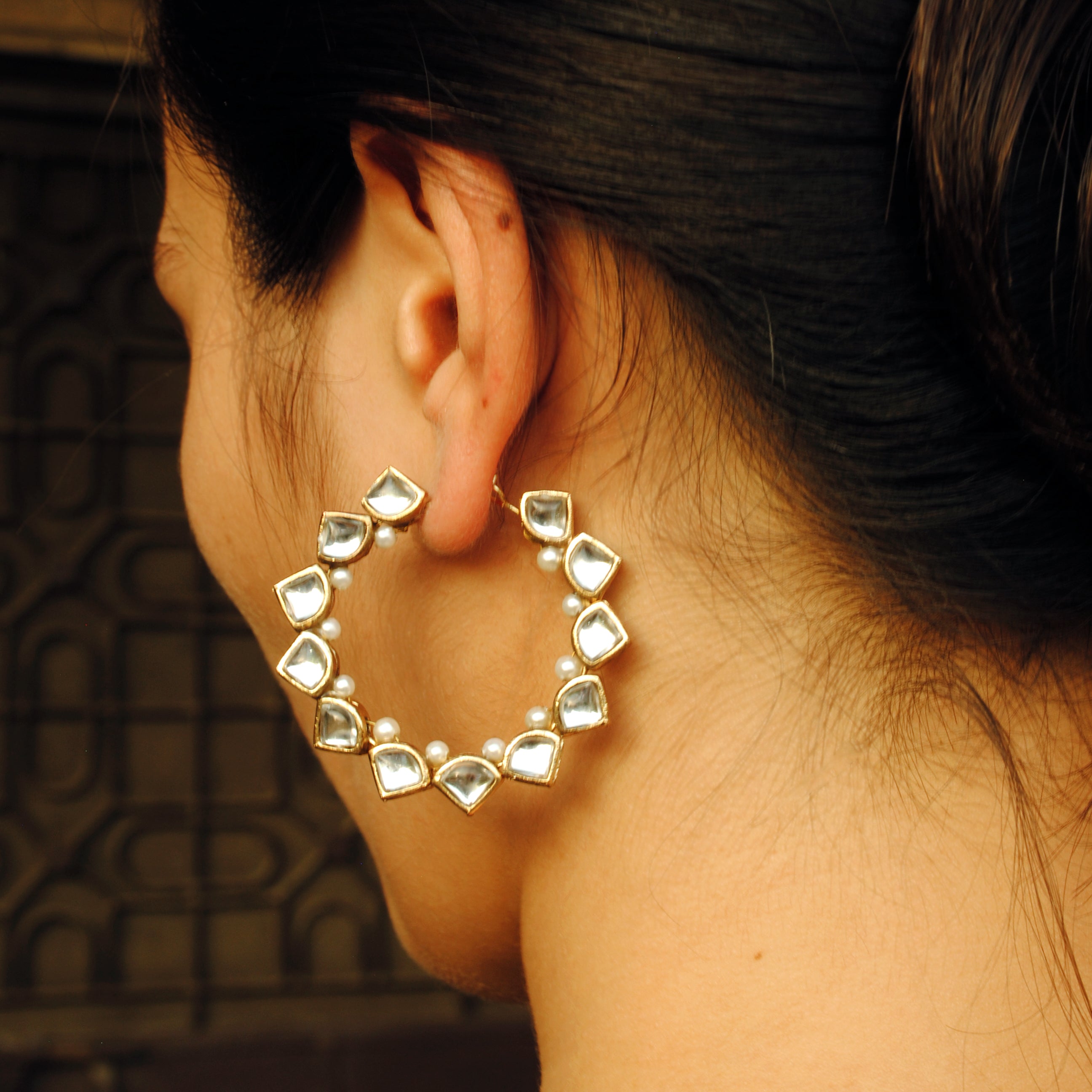 Beabhika Kundan Hoops Earrings Handmade White Pearls Earrings Designer Hoop Earrings Jewelry For Matching Ethnic Suit Saree Jewelry Lightweight Earrings Daily Wear Party Wear Jewelry Online Cash On Delivery