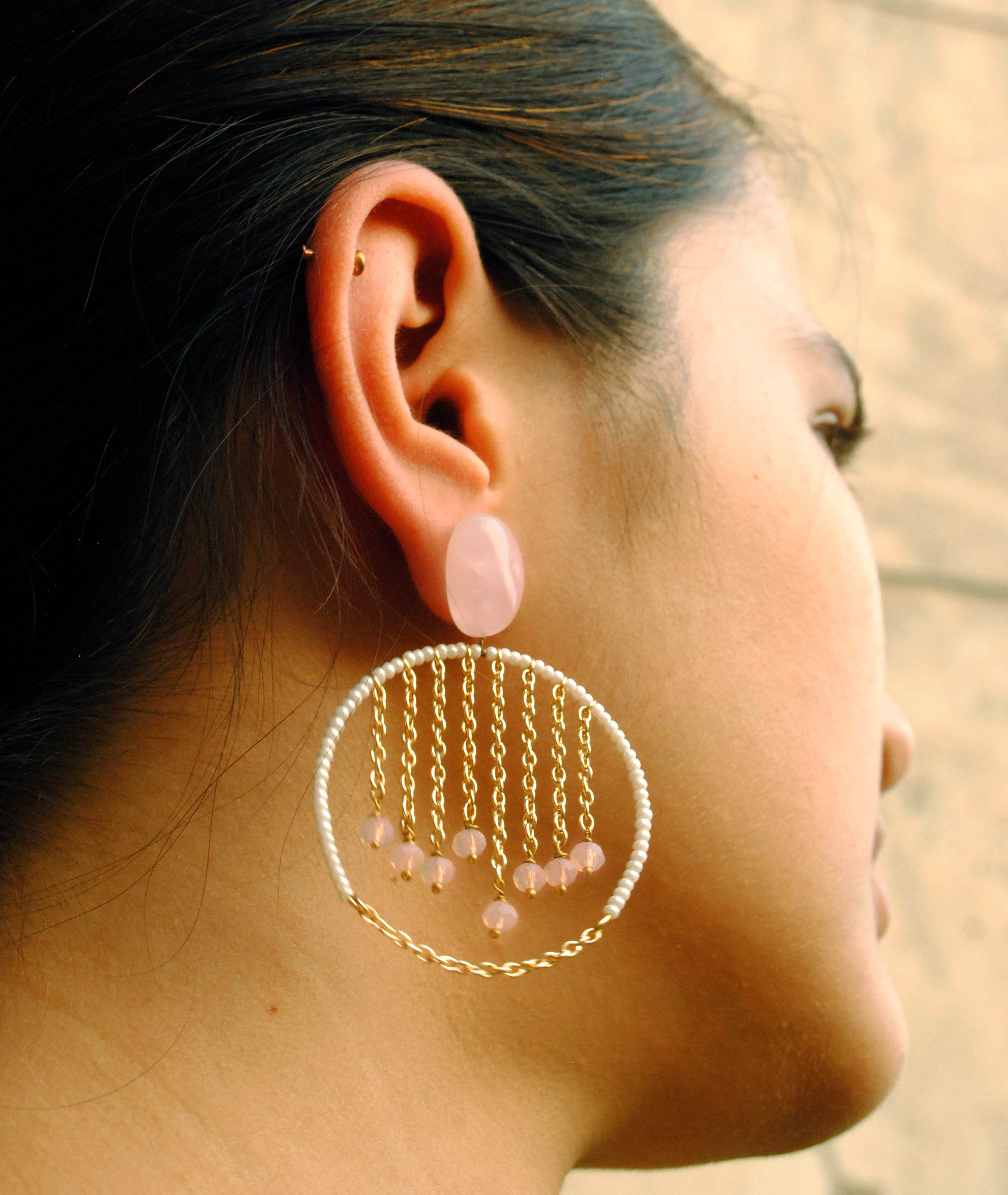 Traditional Kundan earrings in gold-tone, perfect for weddings and festive wear