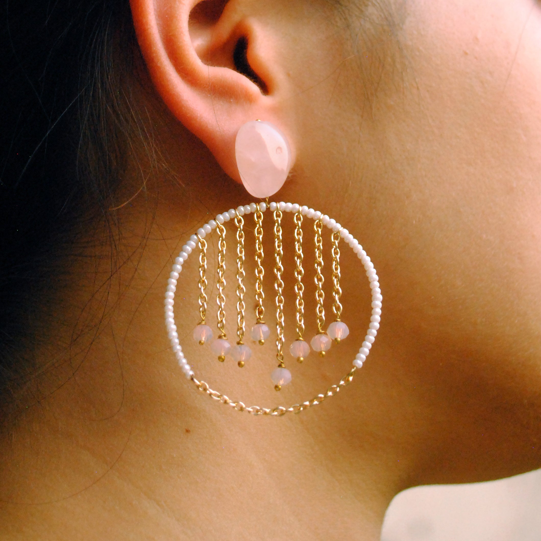 semi precious glass stone earrings