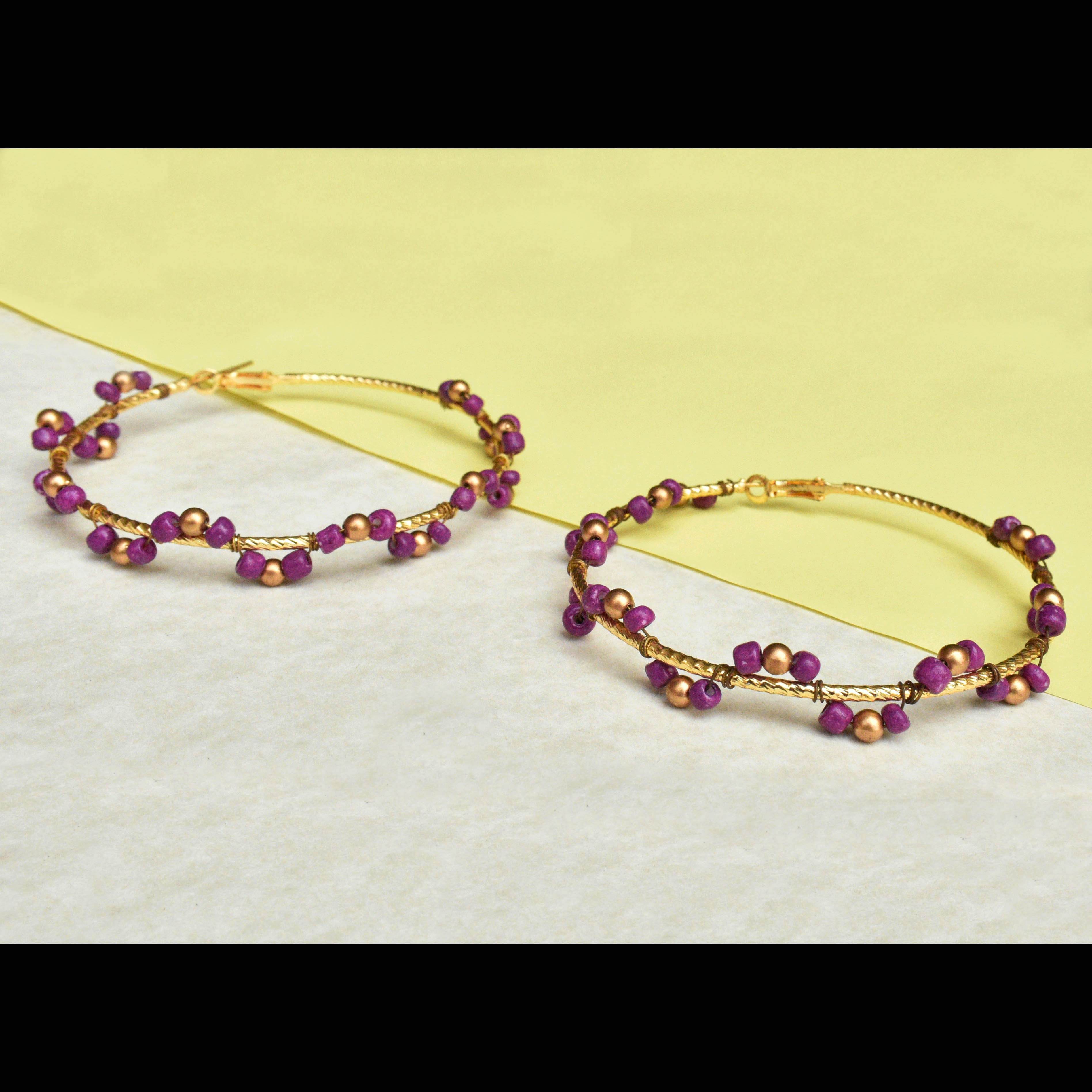 colorful beads arch hoops earrings 