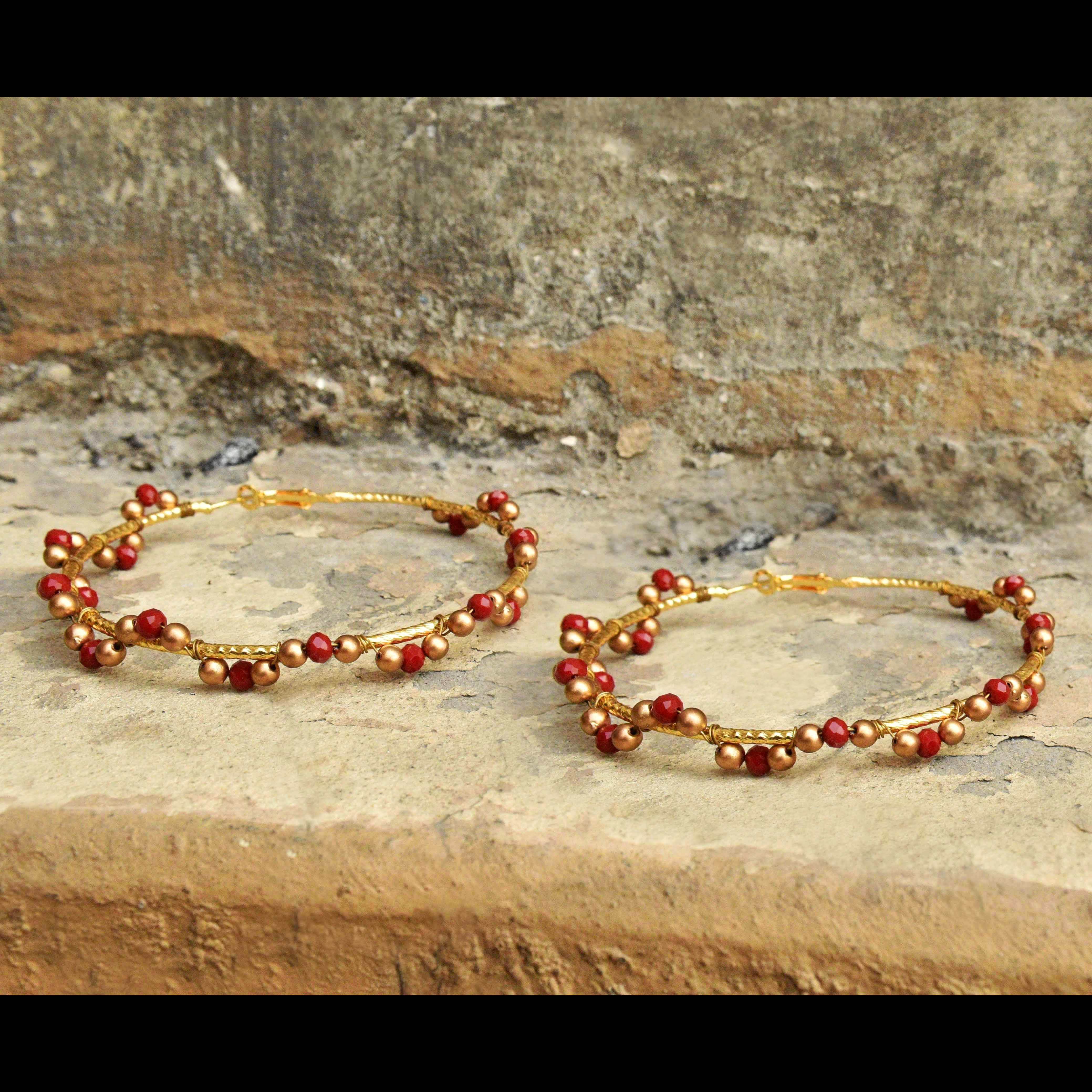 Traditional Kundan earrings in gold-tone, perfect for weddings and festive wear