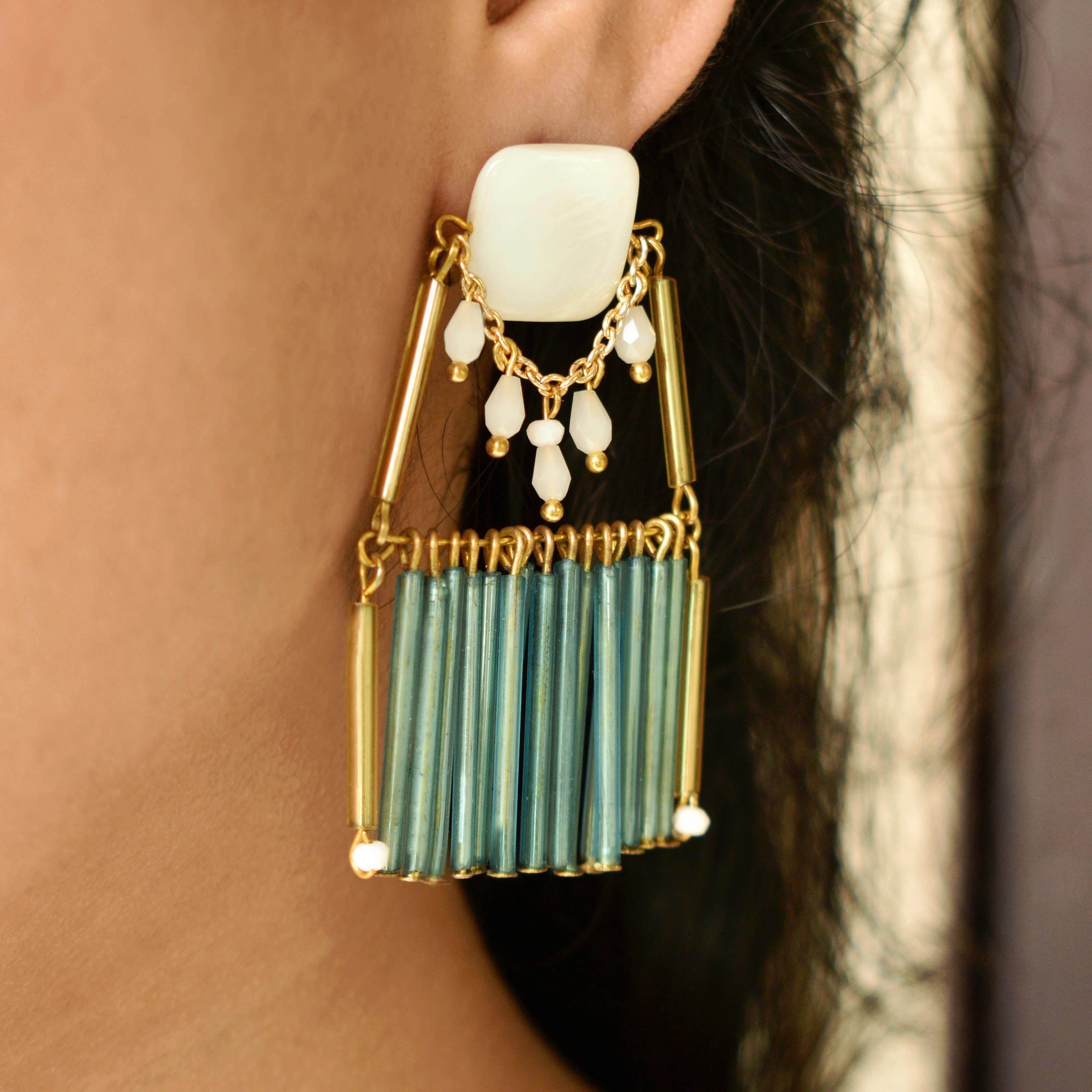 Traditional Kundan earrings in gold-tone, perfect for weddings and festive wear