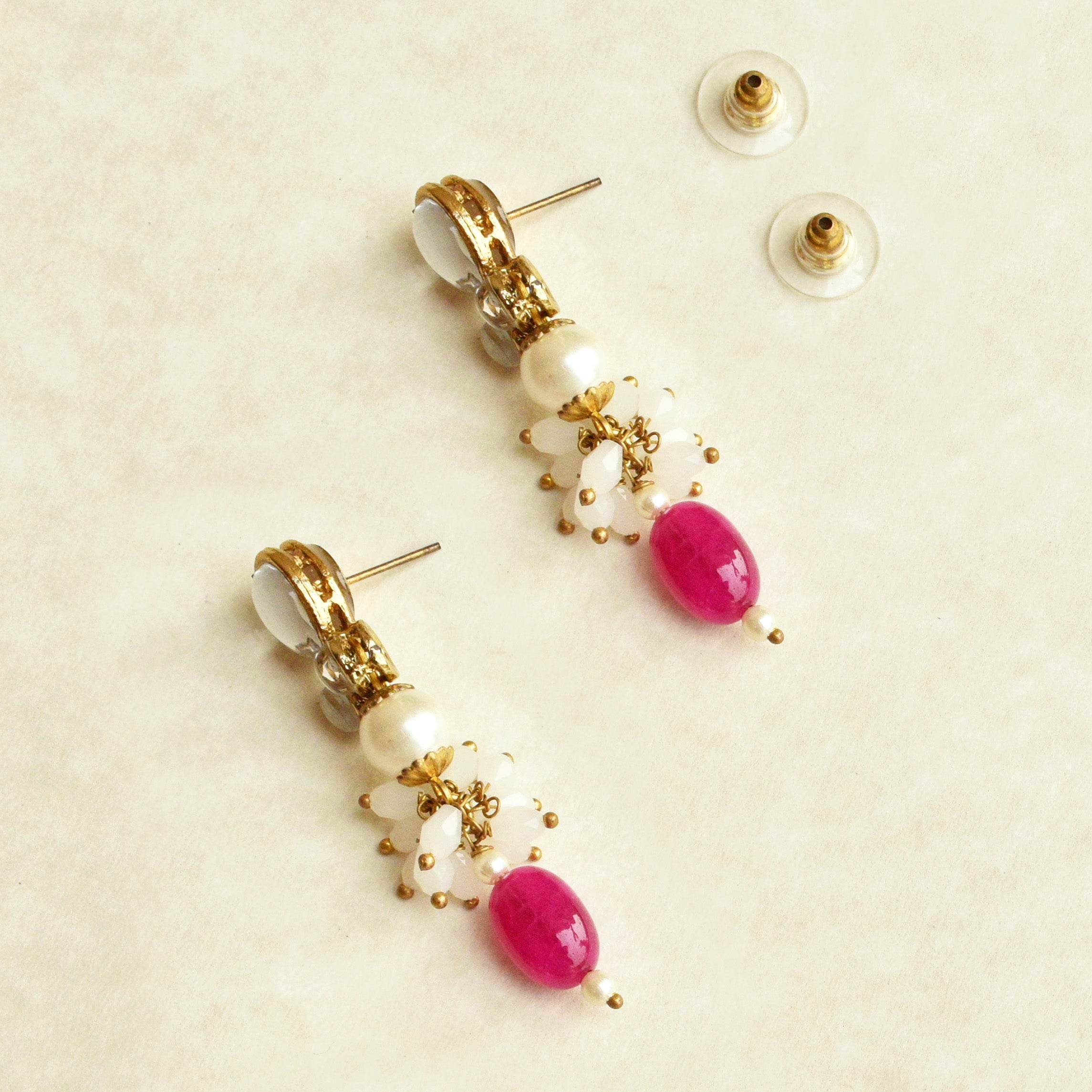 Traditional Kundan earrings in gold-tone, perfect for weddings and festive wear