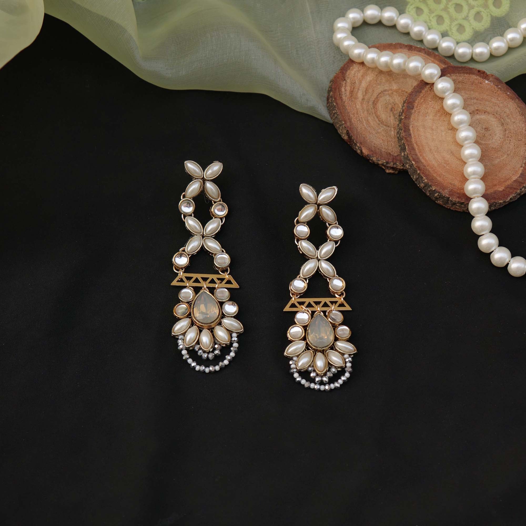 faux pearls dangler earrings