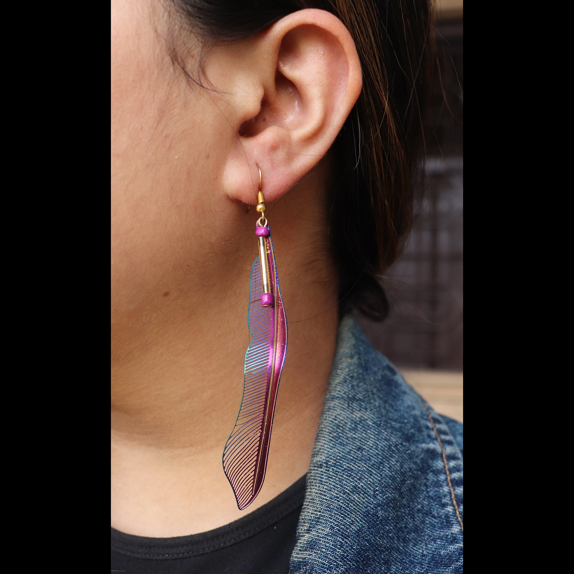 Multi Shade Feather Earring