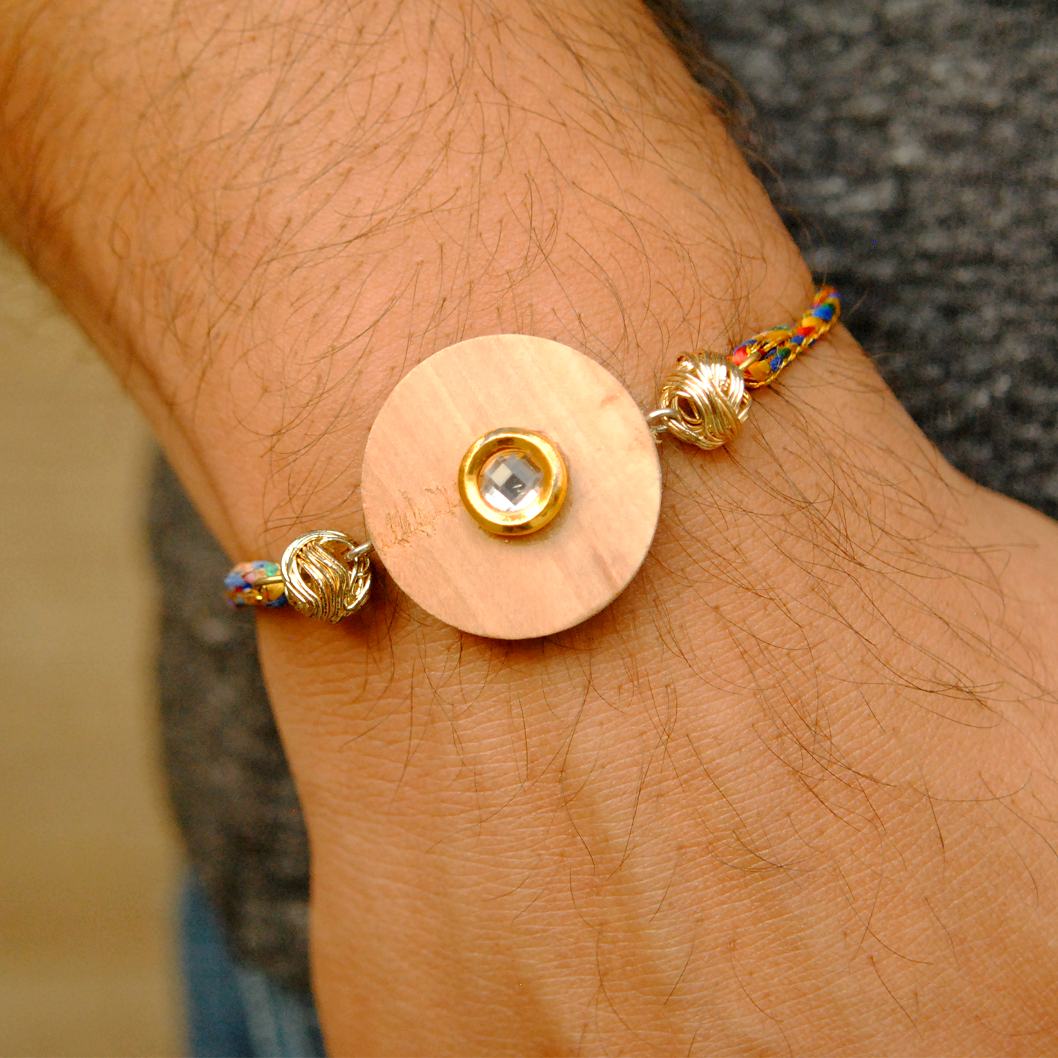 Kundan on wood Rakhi