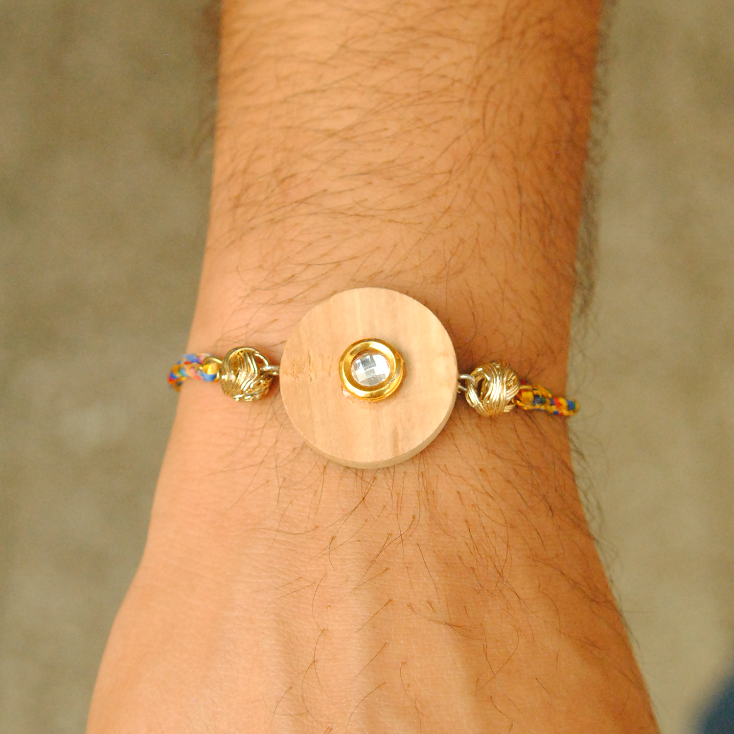 Kundan on wood Rakhi
