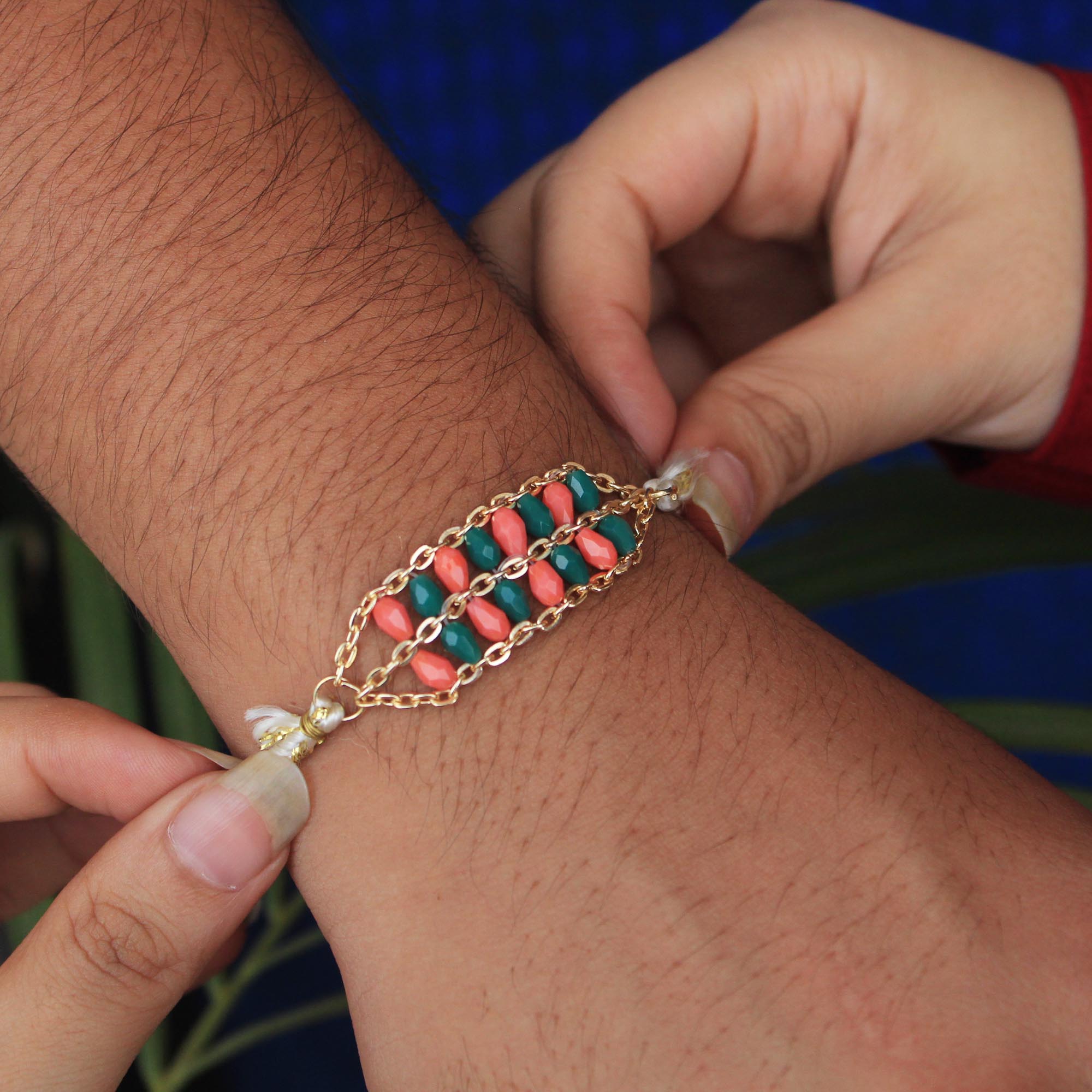 Resplendent Bead Chain Rakhi