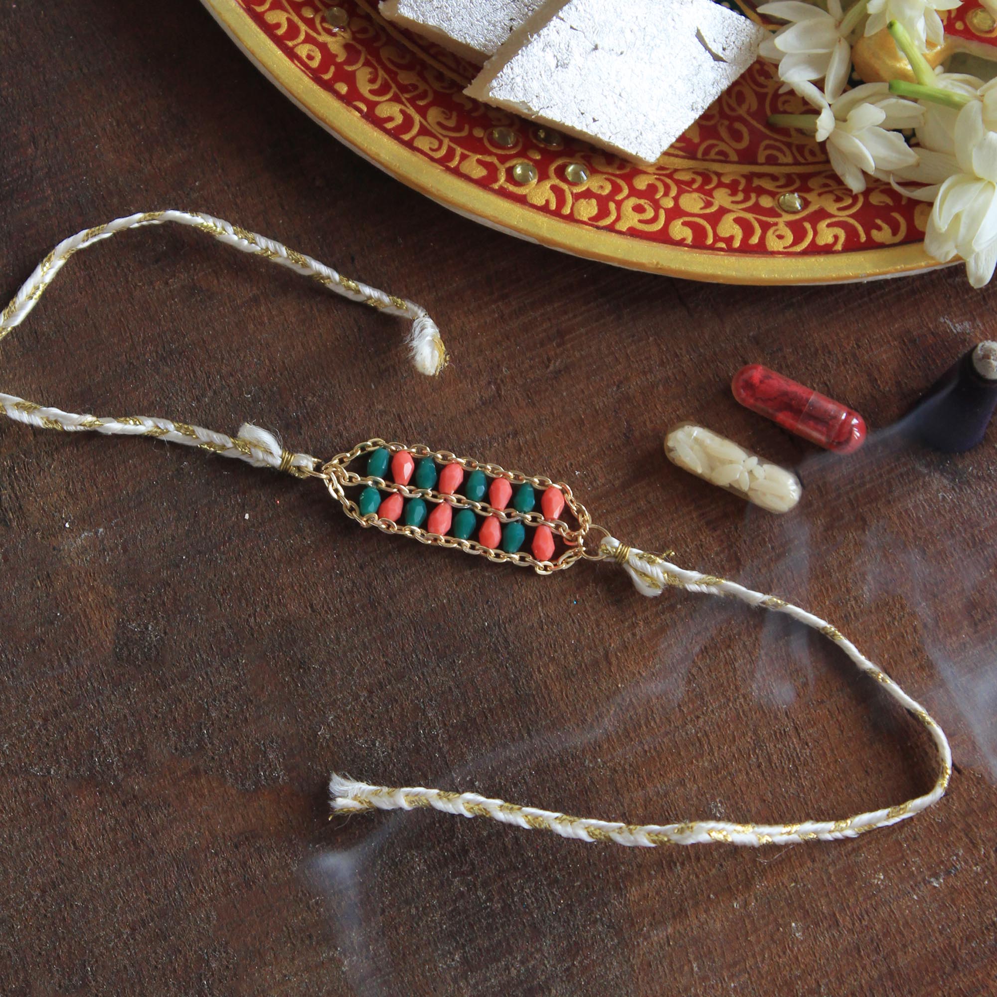 Resplendent Bead Chain Rakhi