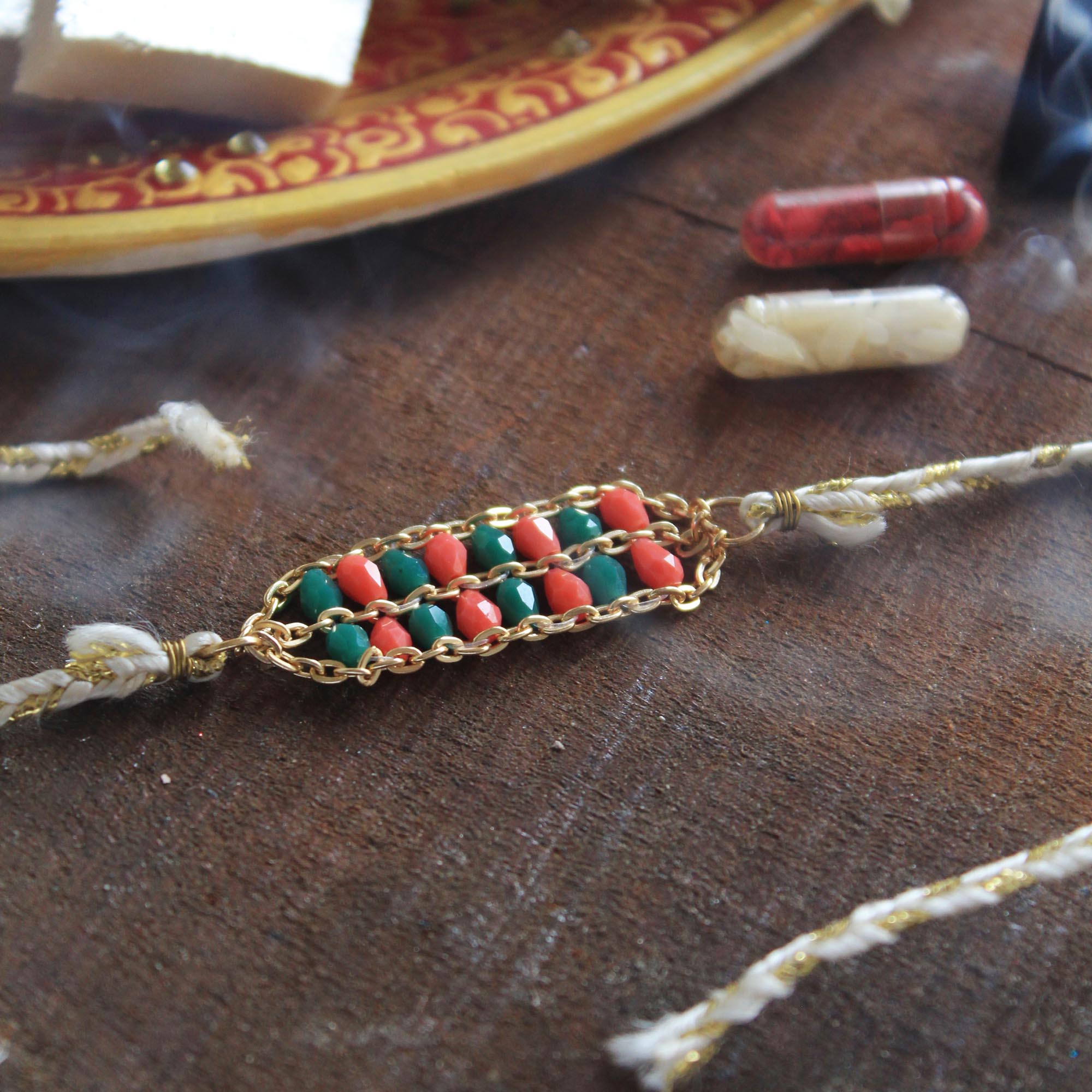Resplendent Bead Chain Rakhi