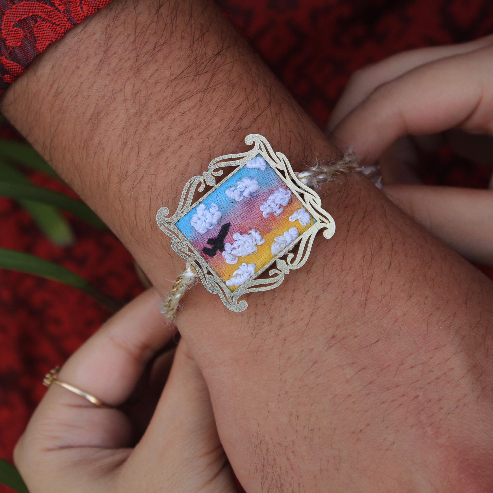 BeAbhika Hand Embroidered Rakhi Sky Fly High Airplane Pilot Bro Rakhi With Fridge Magnet Designer Unqiue Famous Rakhi Lightweight Easy To Tie Rakhi Available At Best Price In India Online COD Available Send Rakhi To Brother Small Brother Big Brother Younger Brother Send Rakhi Abroad With Roli Chawal Capsules