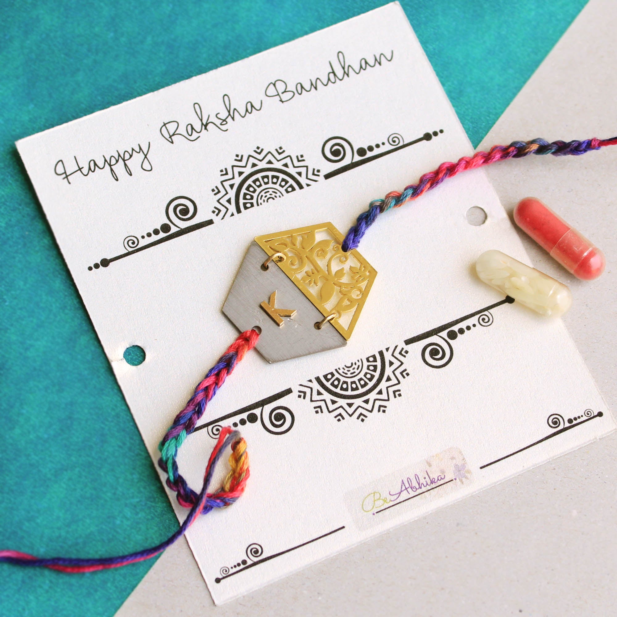 BeAbhika Personalised Name Initial Rakhi Customised Name Letter Alphabet Rakhi Lightweight Easy To Tie Rakhi Available At Best Price In India Online COD Available Send Rakhi To Brother Small Brother Big Brother Younger Brother Send Rakhi Abroad With Roli Chawal Capsules Designer Unqiue Famous
