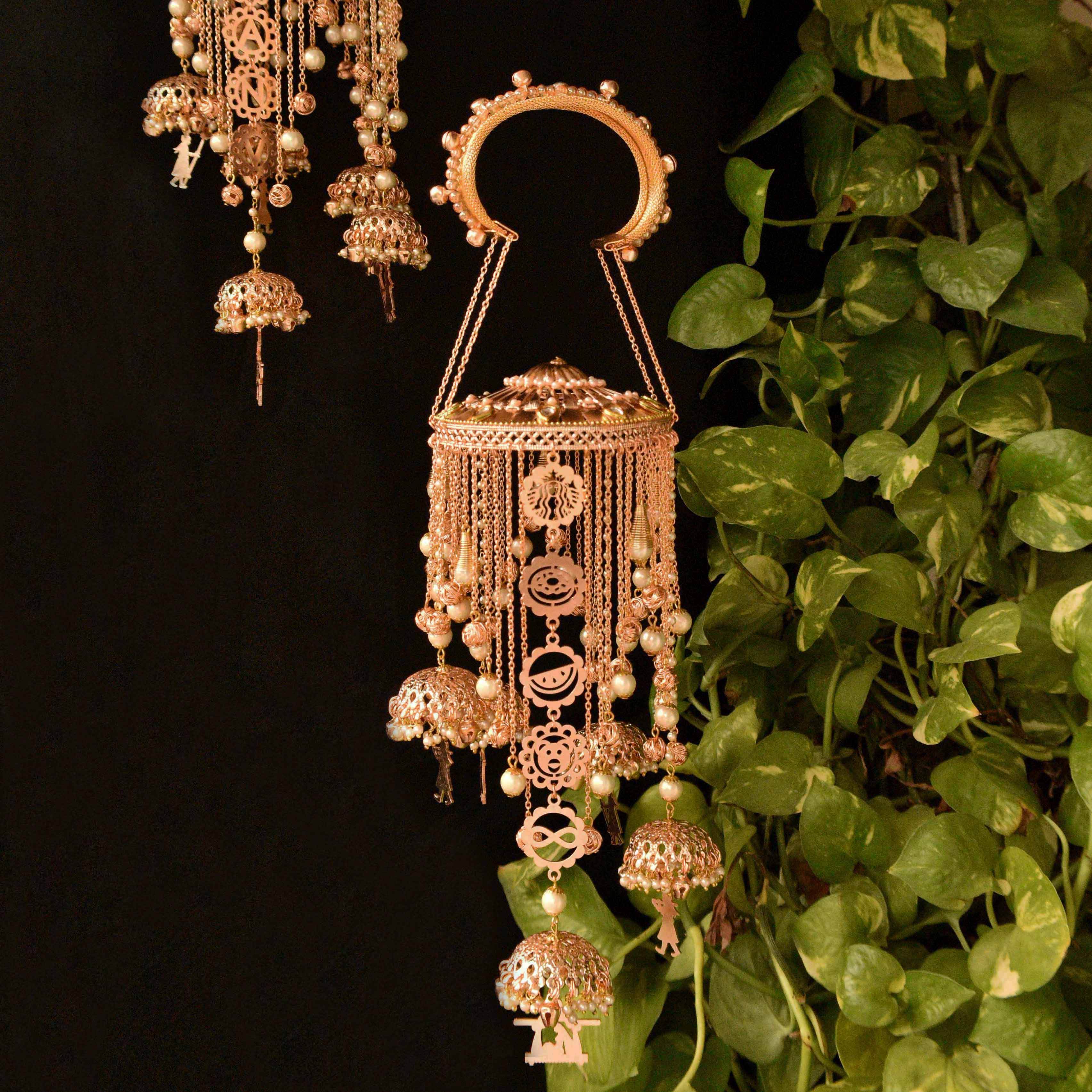 Customised Charms Golden Kaleere Punjabi Wedding Bridal Silver Kalira Personalised Golden Rose Gold Kaleera Traditional Designer Kalire
