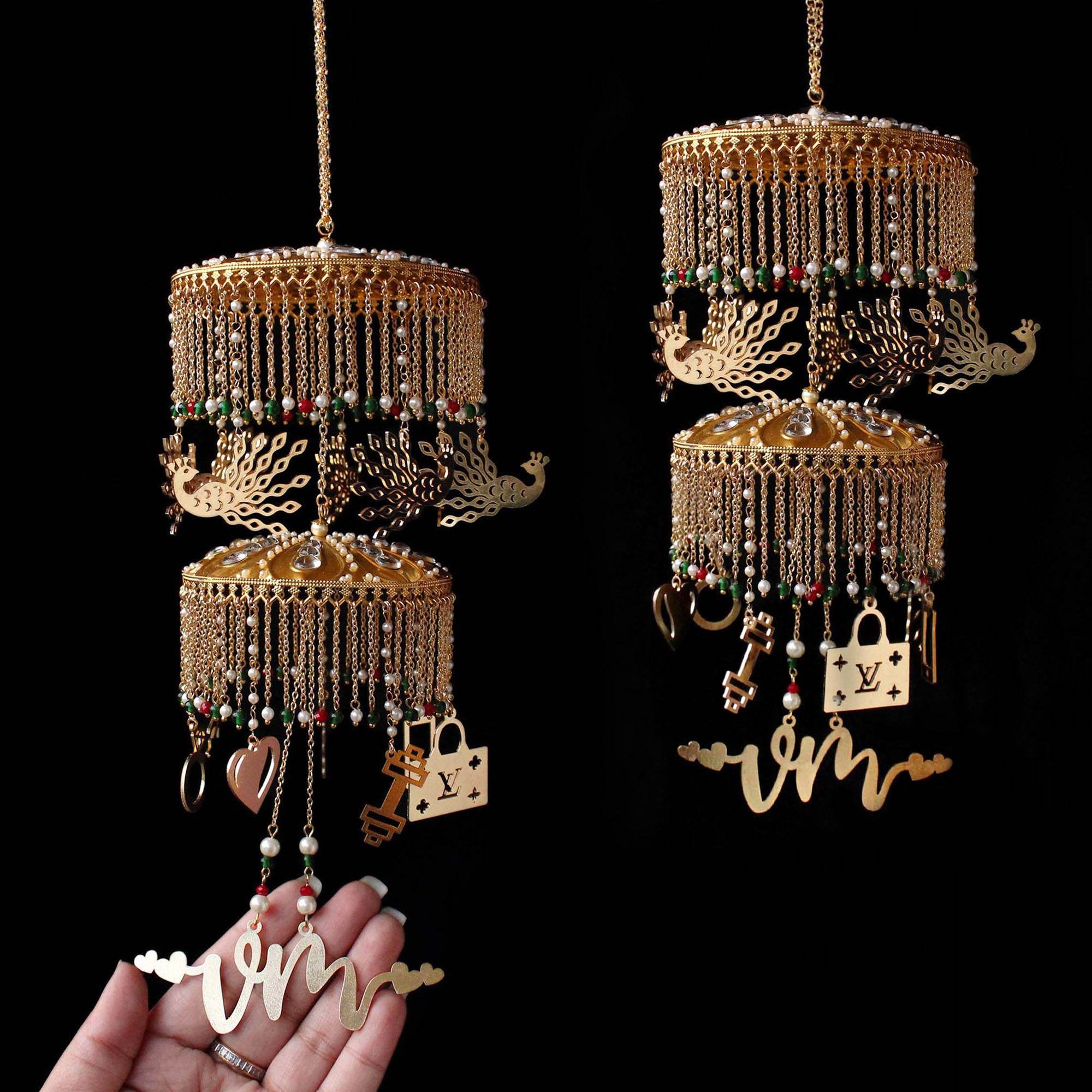 Customised Charms Golden Kaleere Punjabi Wedding Bridal Silver Kalira Personalised Golden Rose Gold Kaleera Traditional Designer Kalire