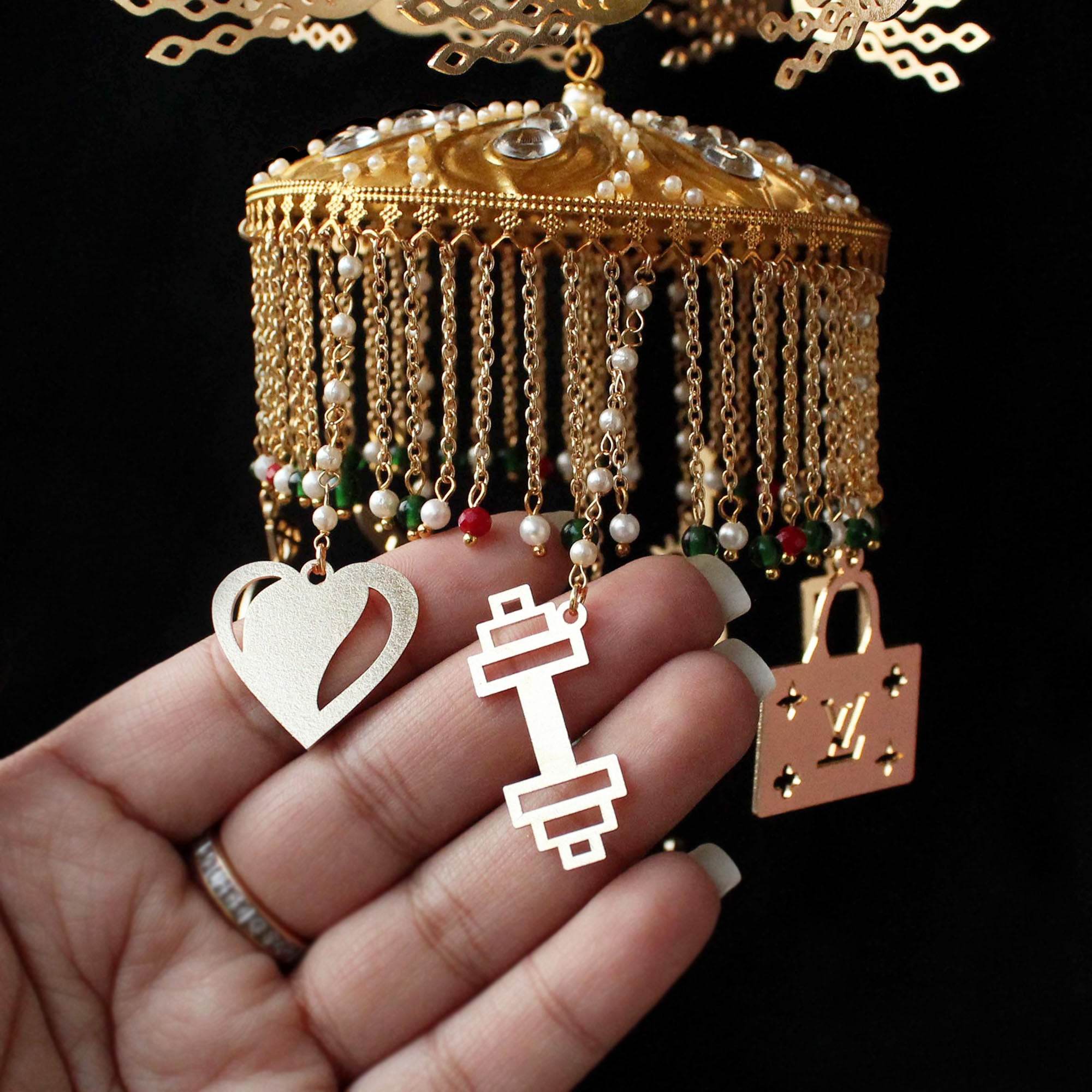 Customised Charms Golden Kaleere Punjabi Wedding Bridal Silver Kalira Personalised Golden Rose Gold Kaleera Traditional Designer Kalire