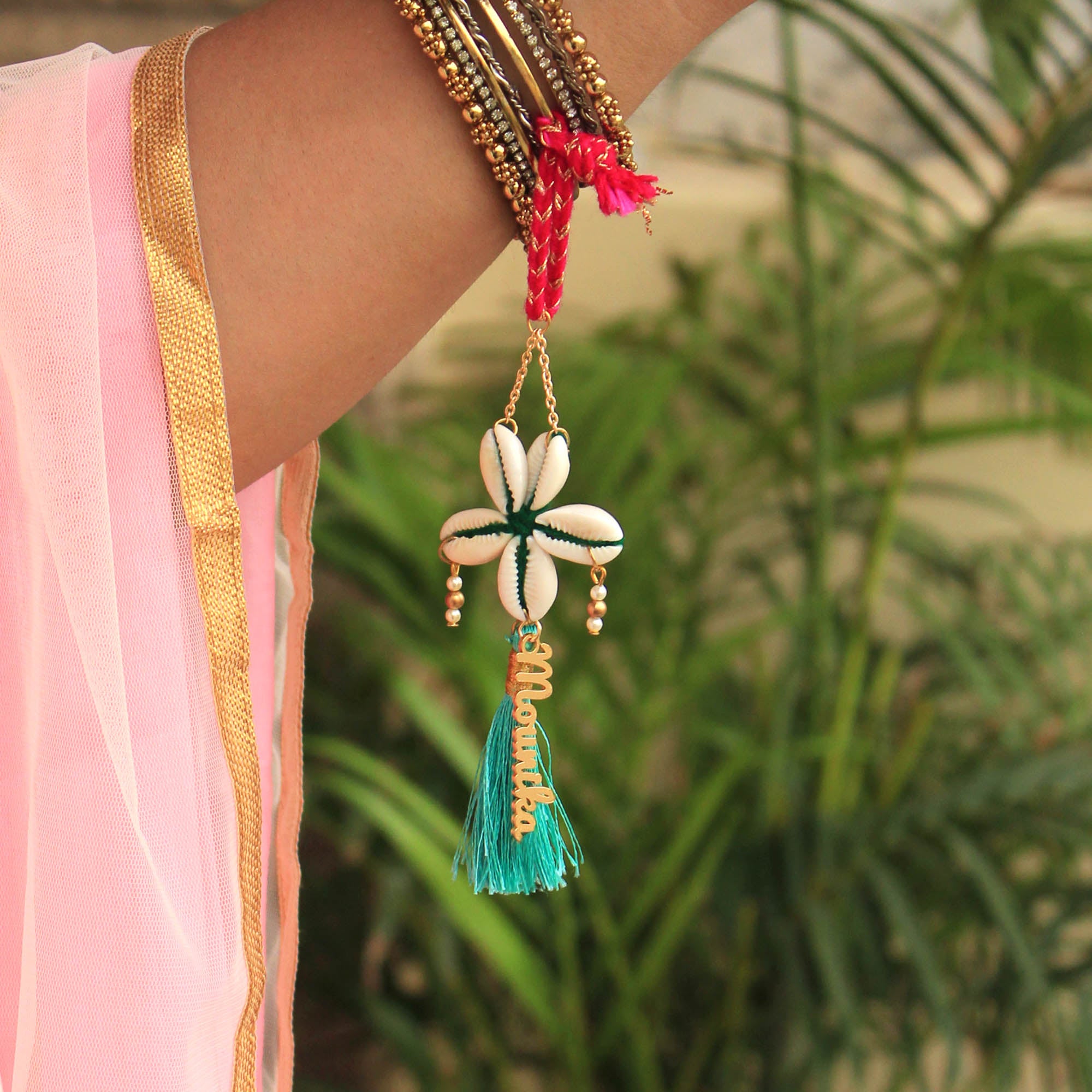 BeAbhika White Shells Blue Tassel PersonaliSend Bhabhi Name Lumba Rakhi For Sister In Law Designer Unique Bhabhi Rakhi Lumba Available In India Best Price Online Send Rakhi To Bhai Brother Hanging Lumba With Thread CustomiSend Name Bhabhi Lumba
