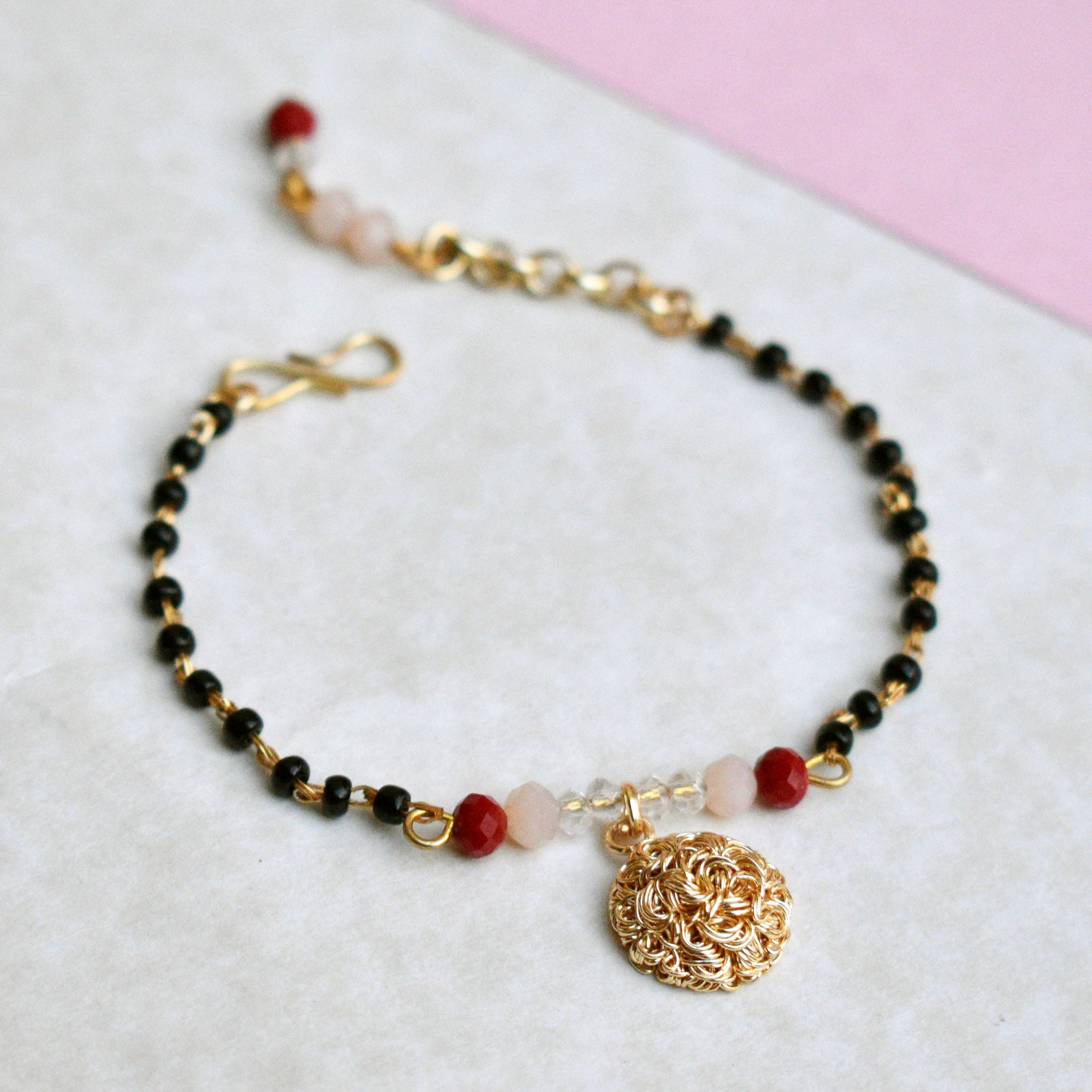 red black beads mangalsutra bracelets