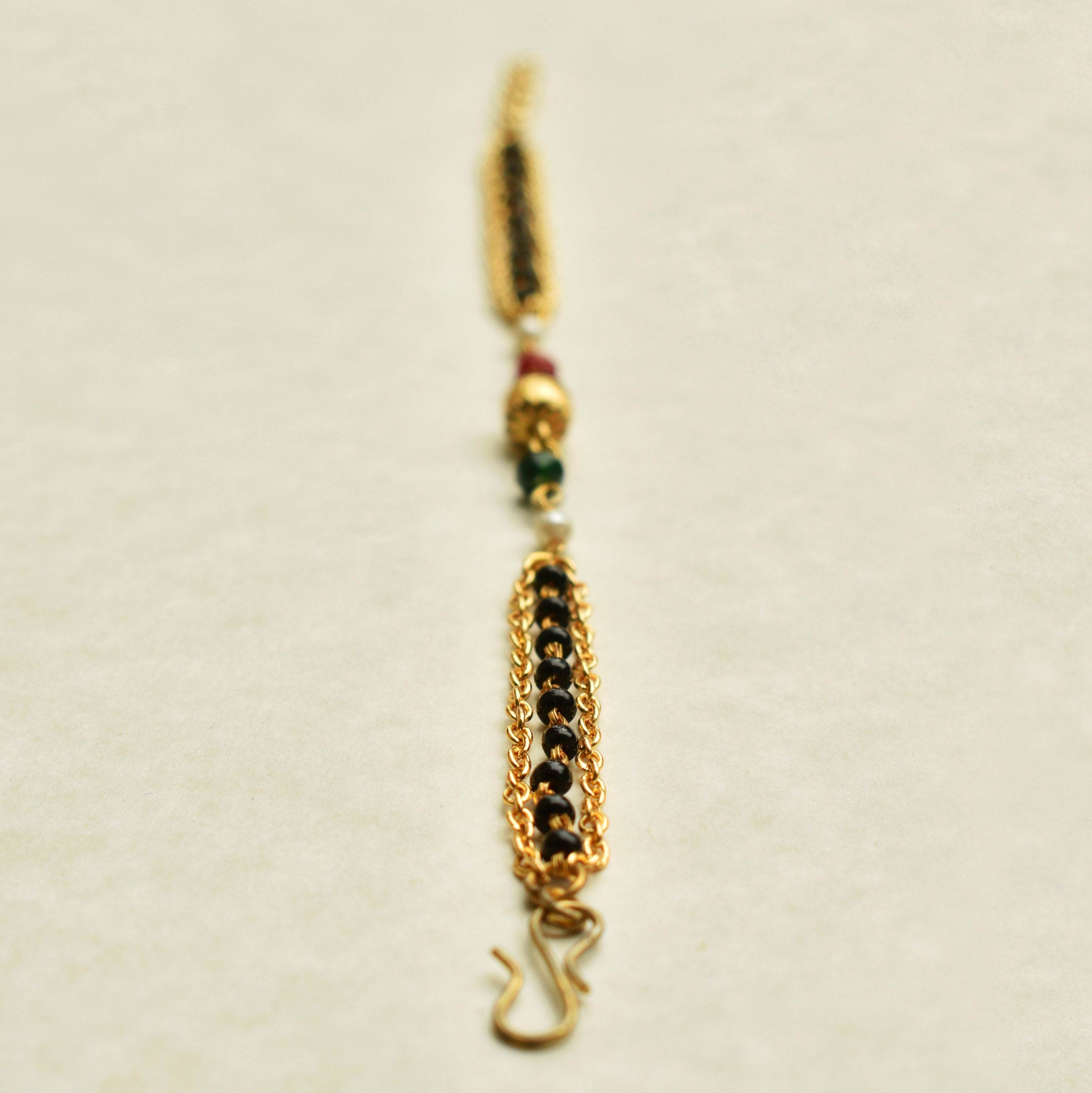 black, red, golden beads mangalsutra bracelet