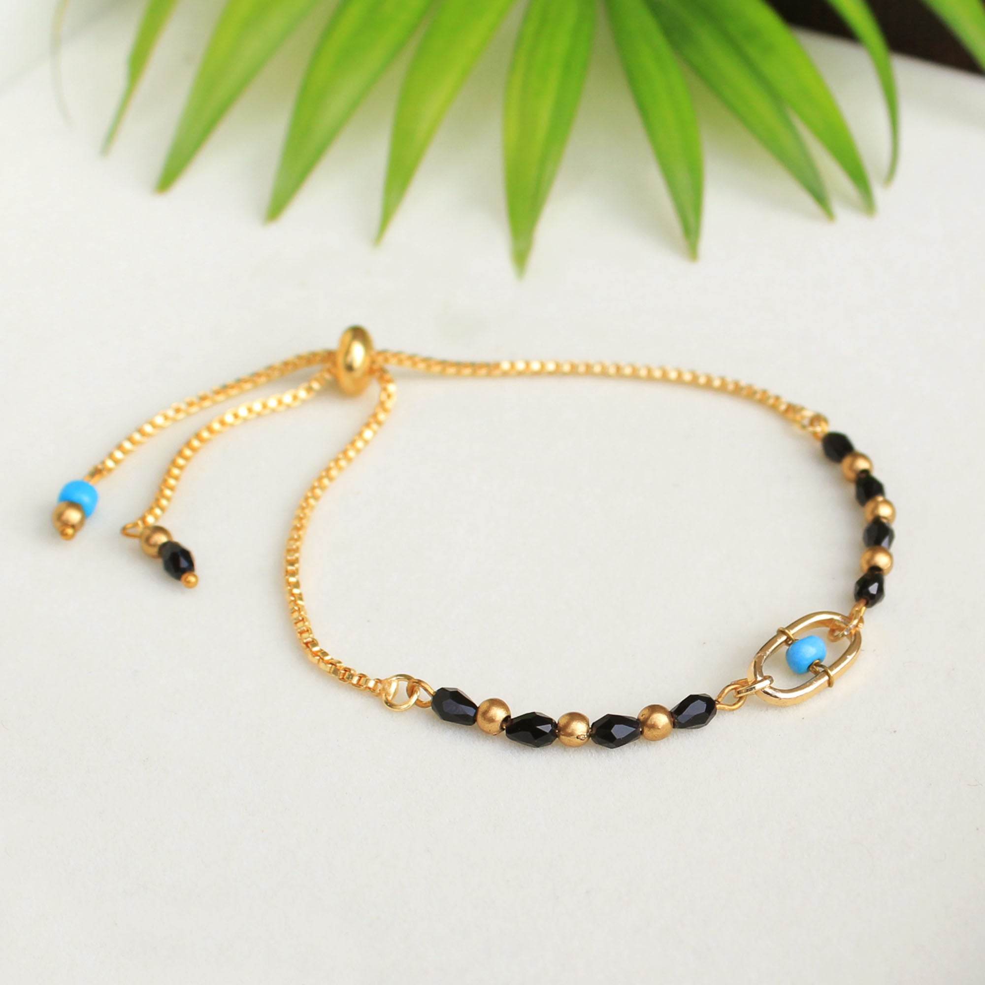 blue, black beads & mixed alloy.
