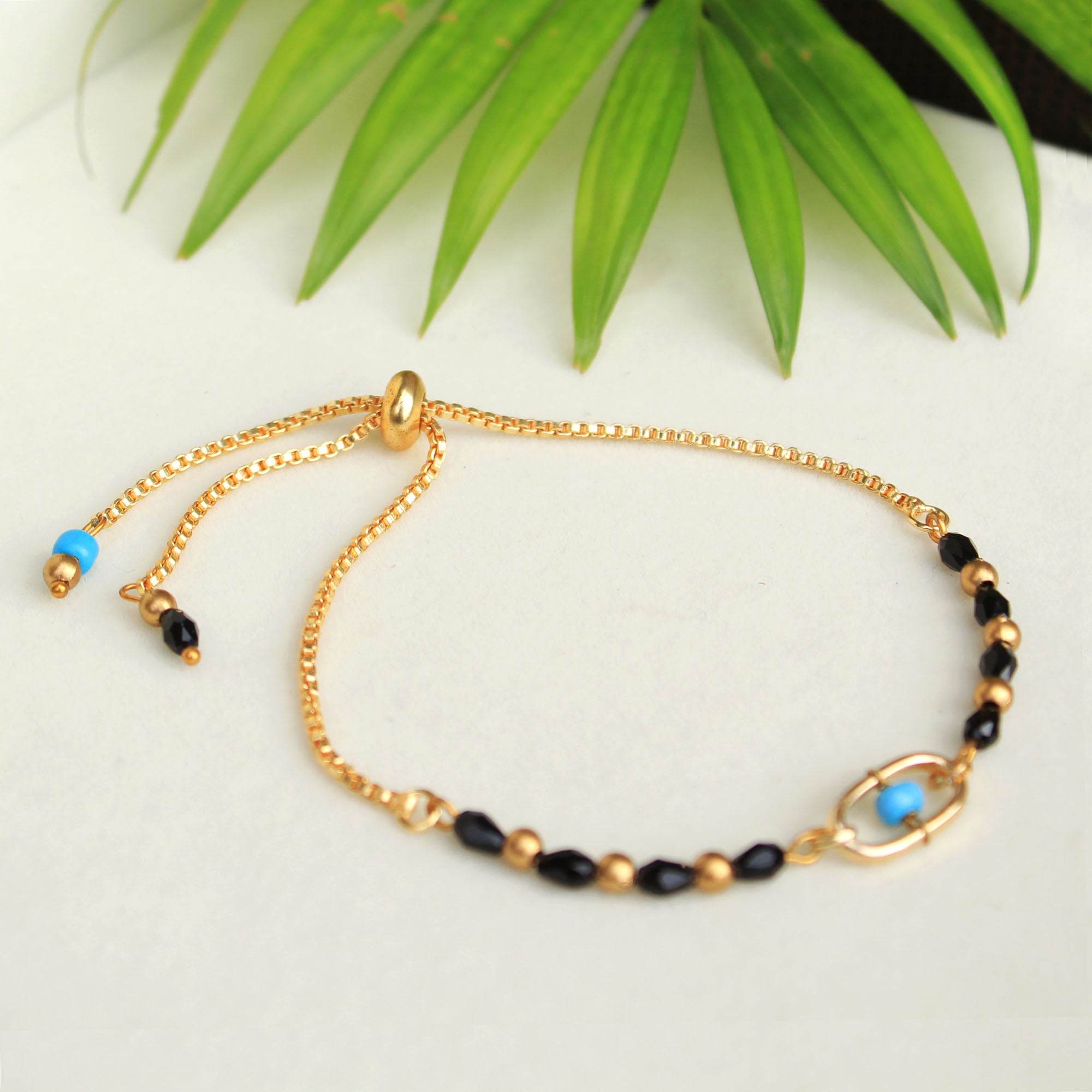 blue, black beads & mixed alloy.