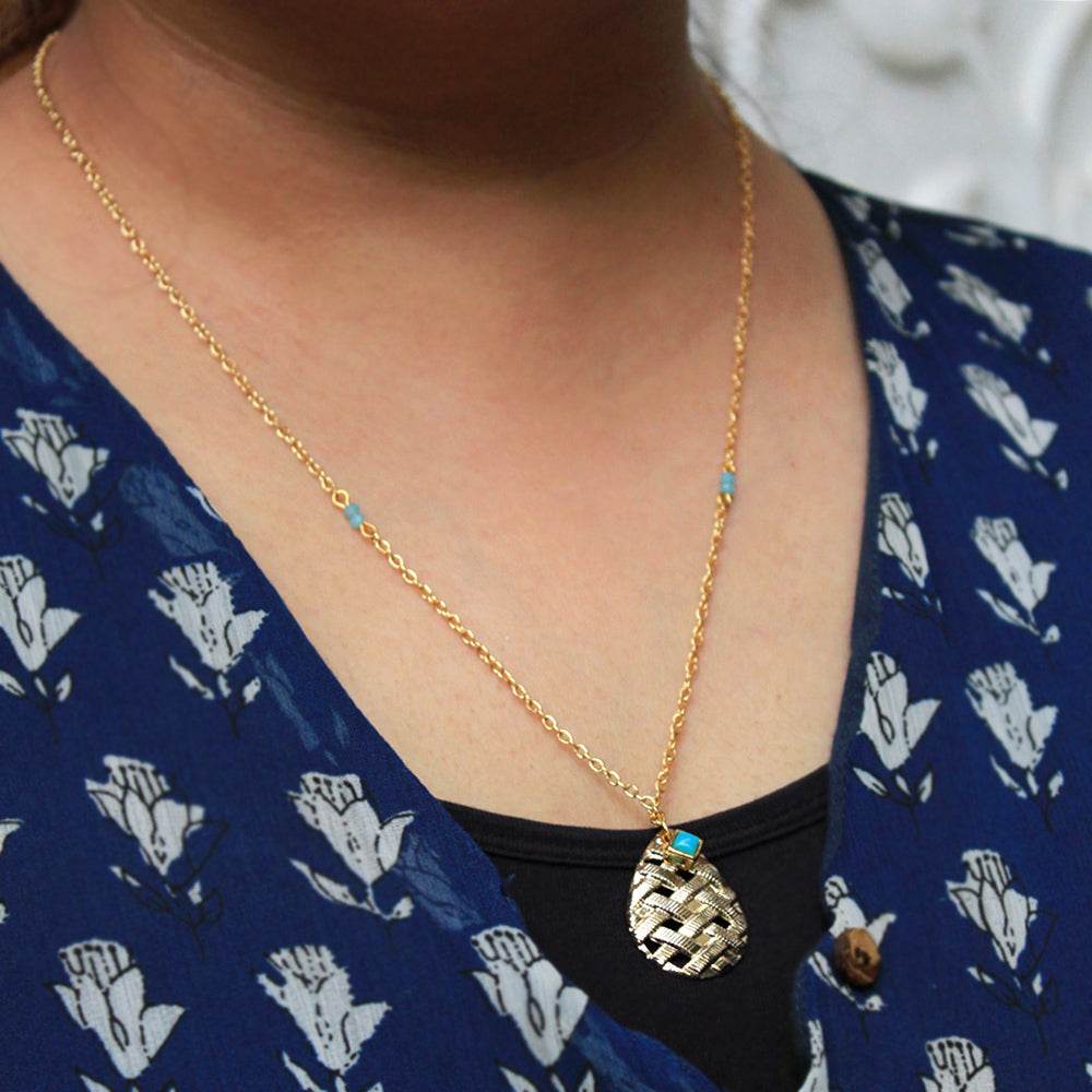 Leaf And Kundan Necklace - BeAbhika.com