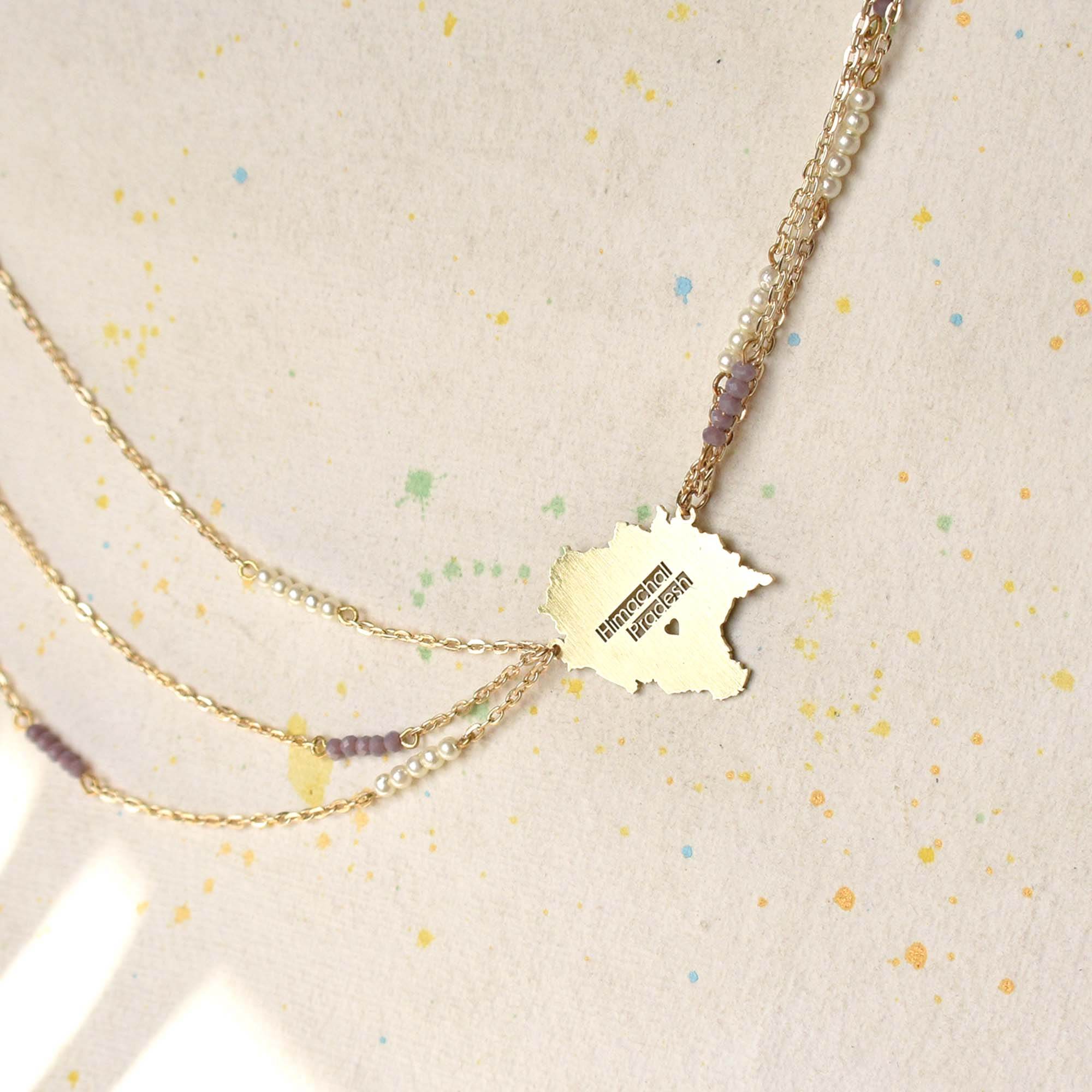 Lilac Asymmetric Layered State Necklace - BeAbhika.com