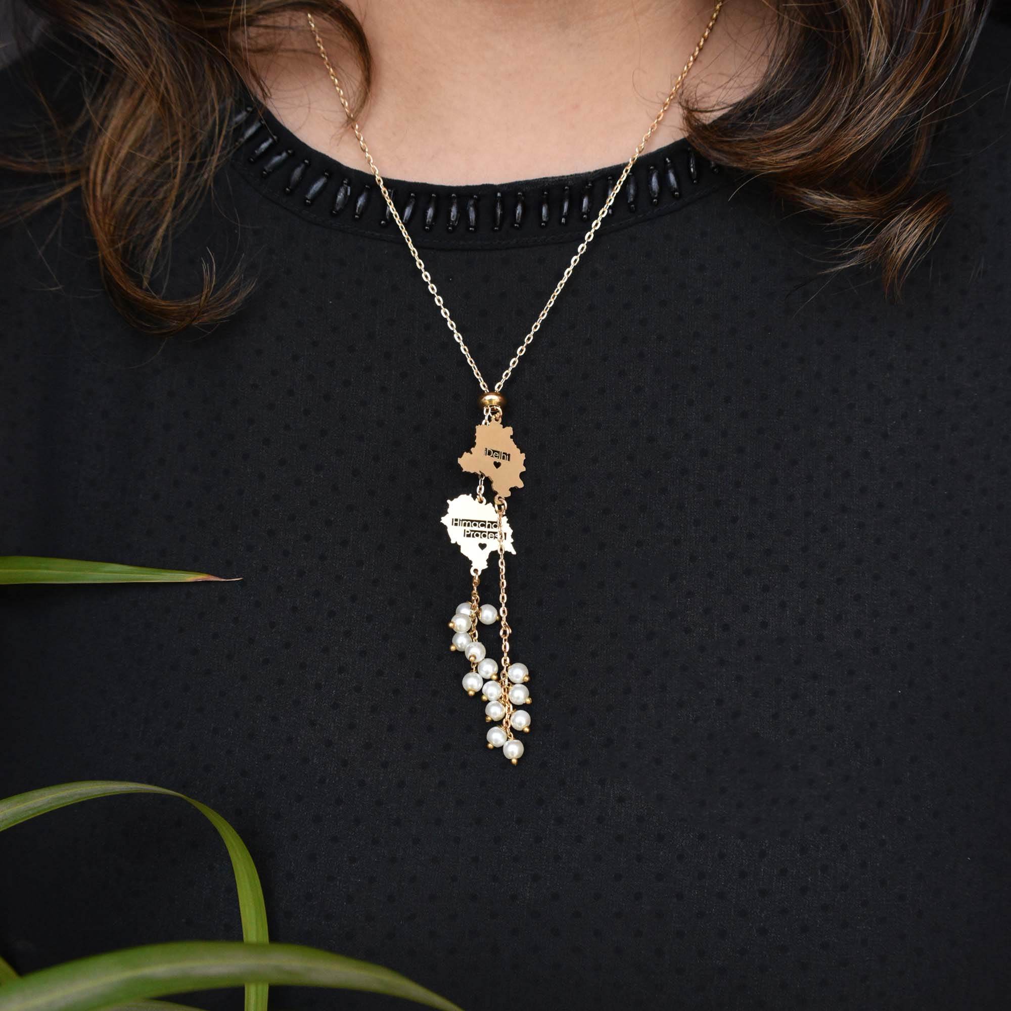 Pearly State Charm Necklace - BeAbhika.com
