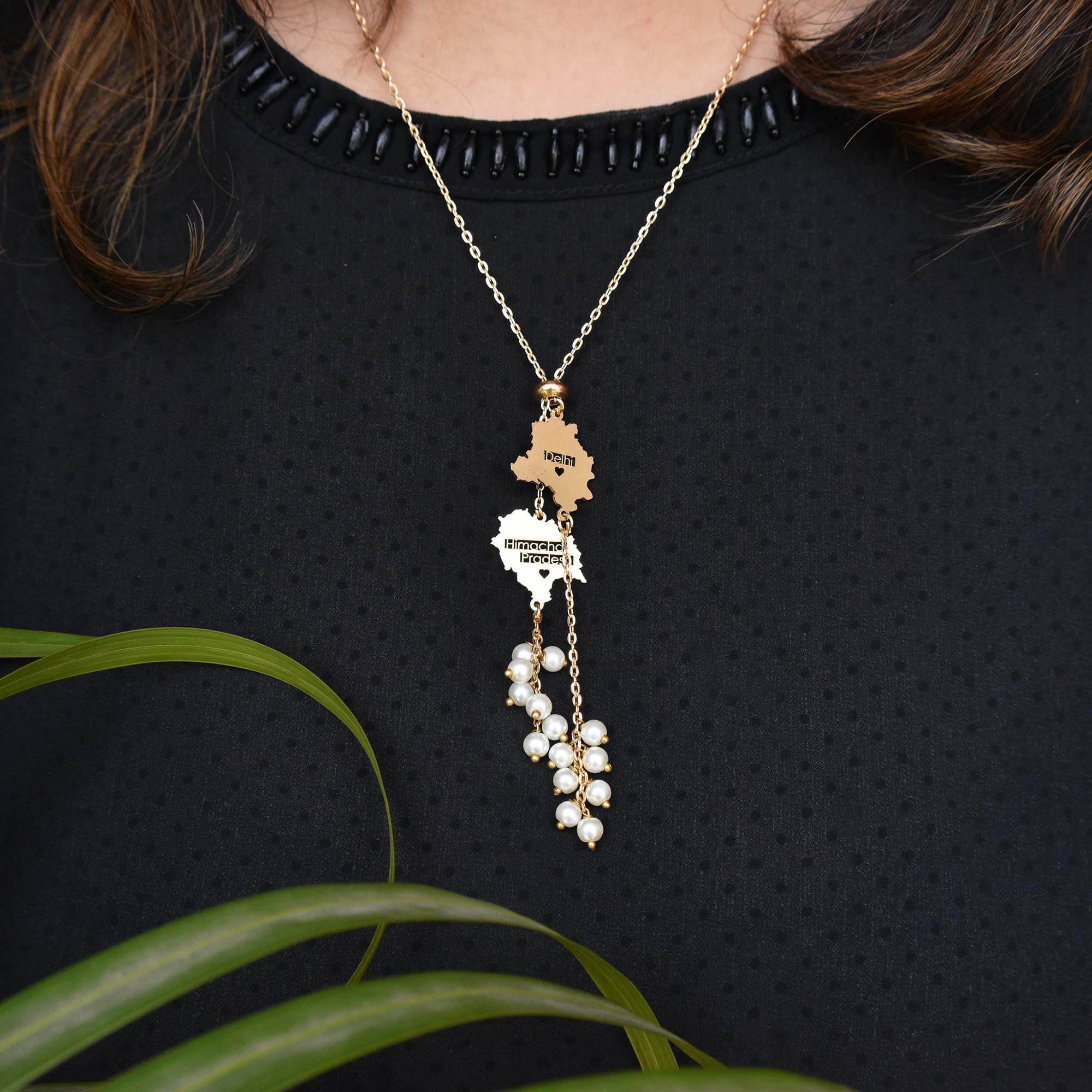 Pearly State Charm Necklace - BeAbhika.com