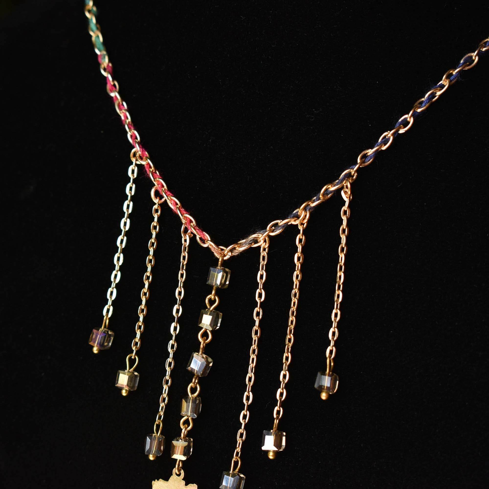 Dangling Chain State Charm Necklace - BeAbhika.com