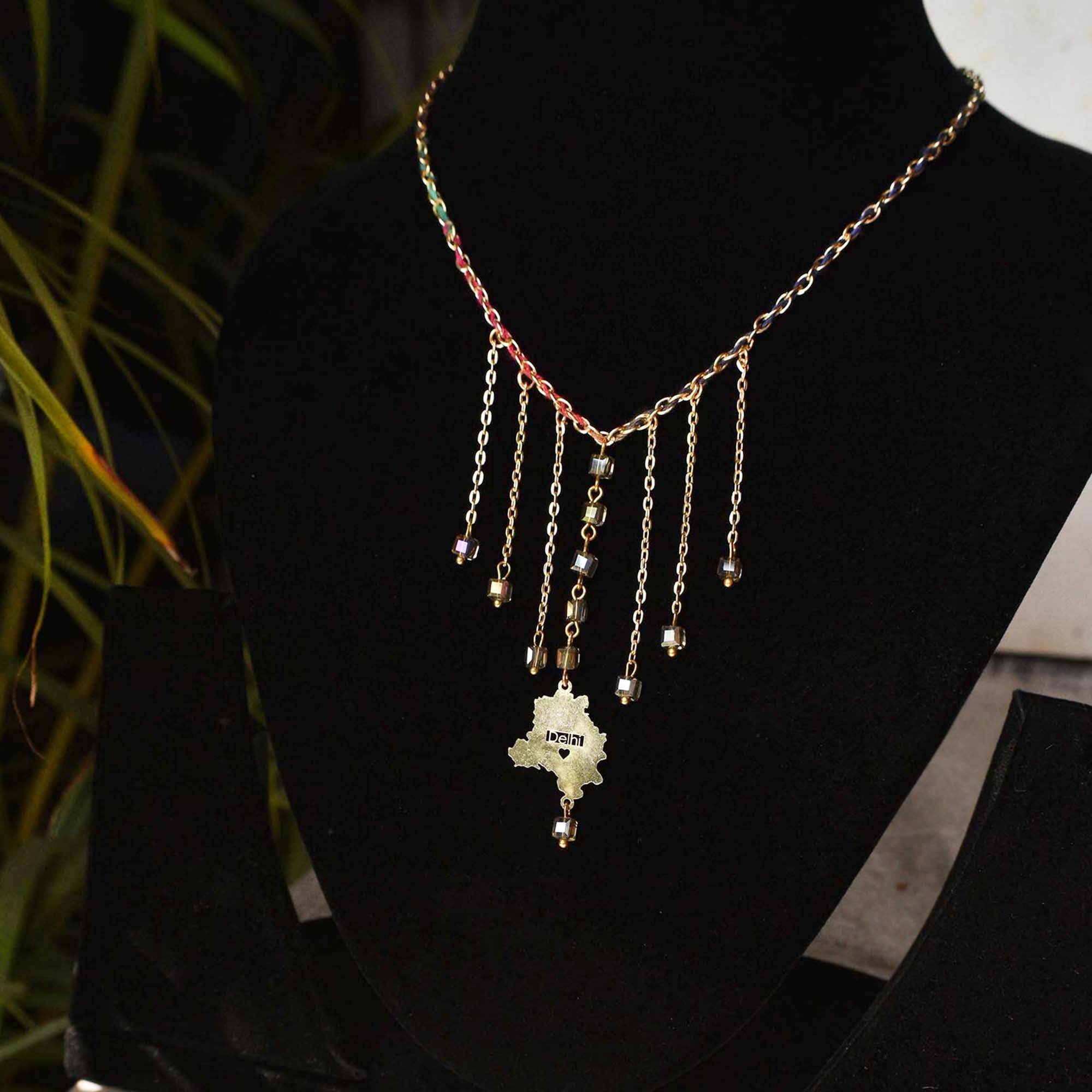 Dangling Chain State Charm Necklace - BeAbhika.com