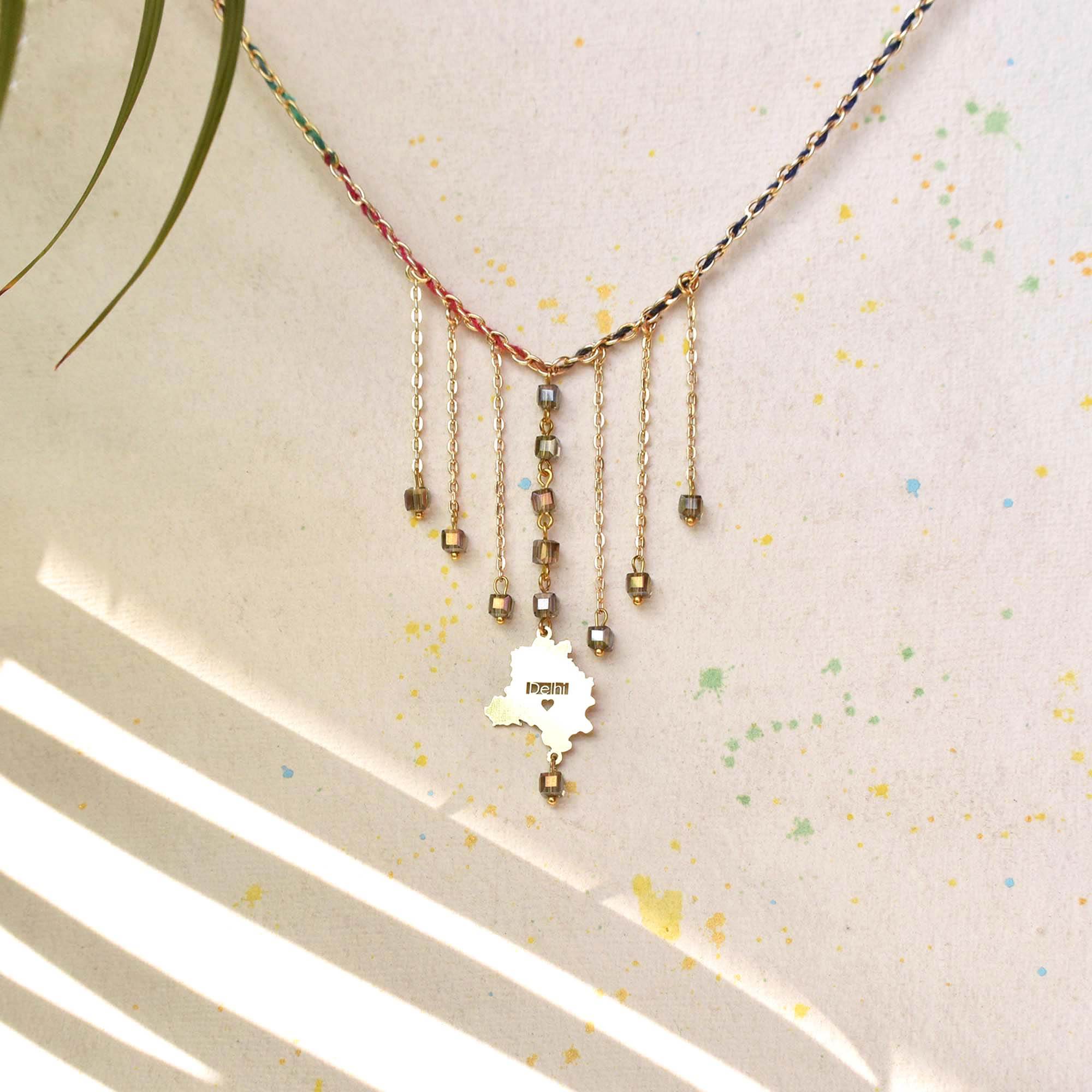 Dangling Chain State Charm Necklace - BeAbhika.com