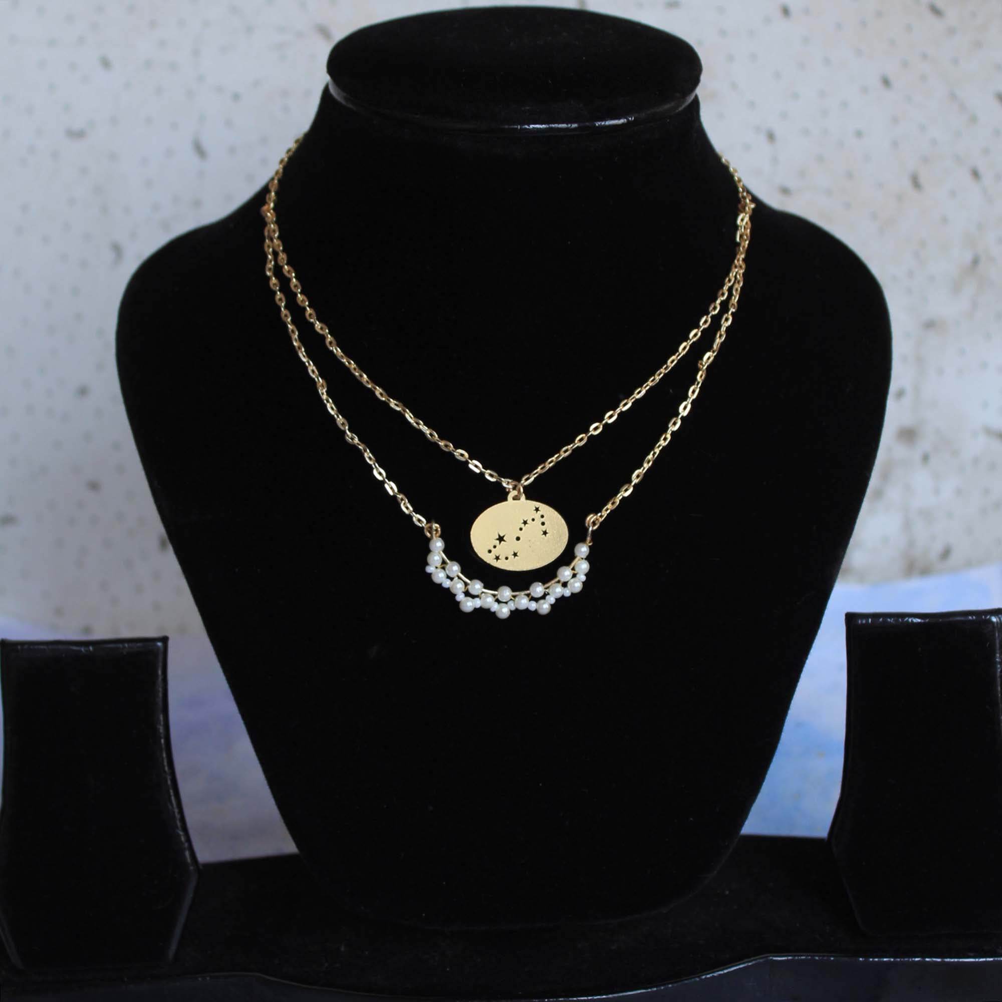 Pearl Crescent Celestial Zodiac Charm Necklace - BeAbhika.com