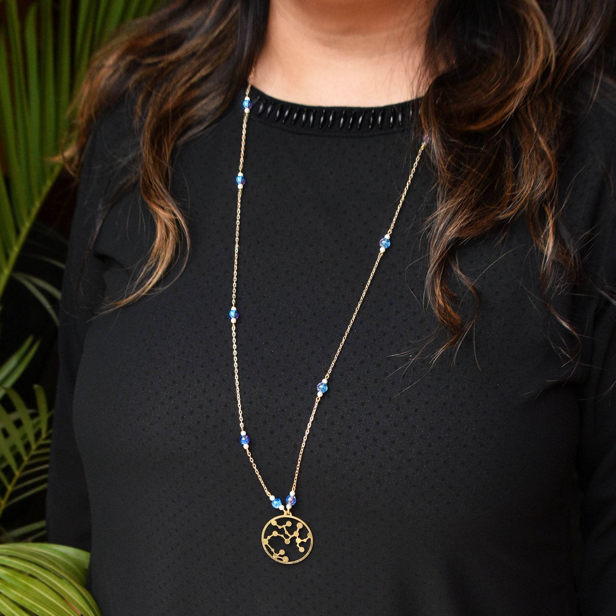 Celestial Zodiac Long Necklace - BeAbhika.com