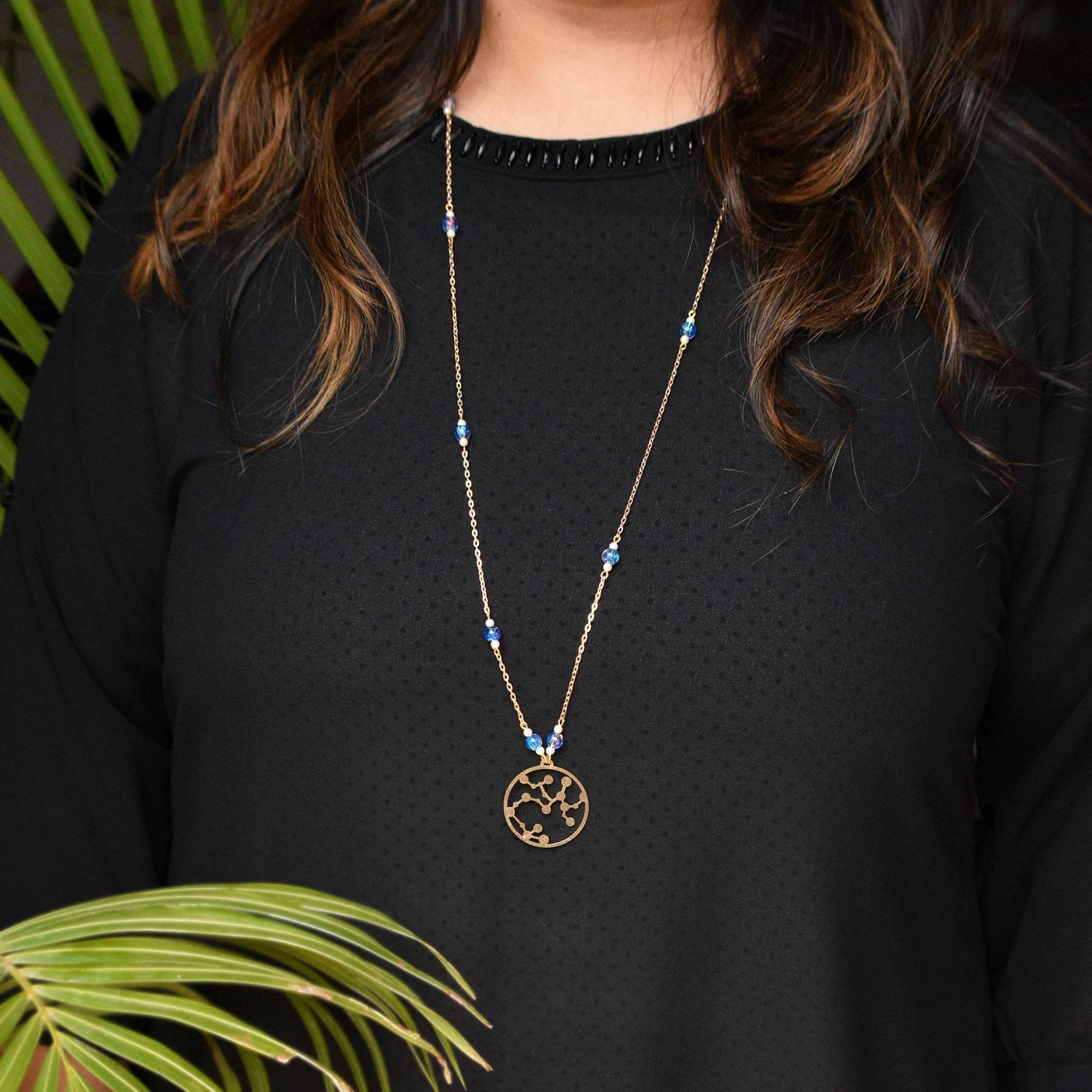Celestial Zodiac Long Necklace - BeAbhika.com