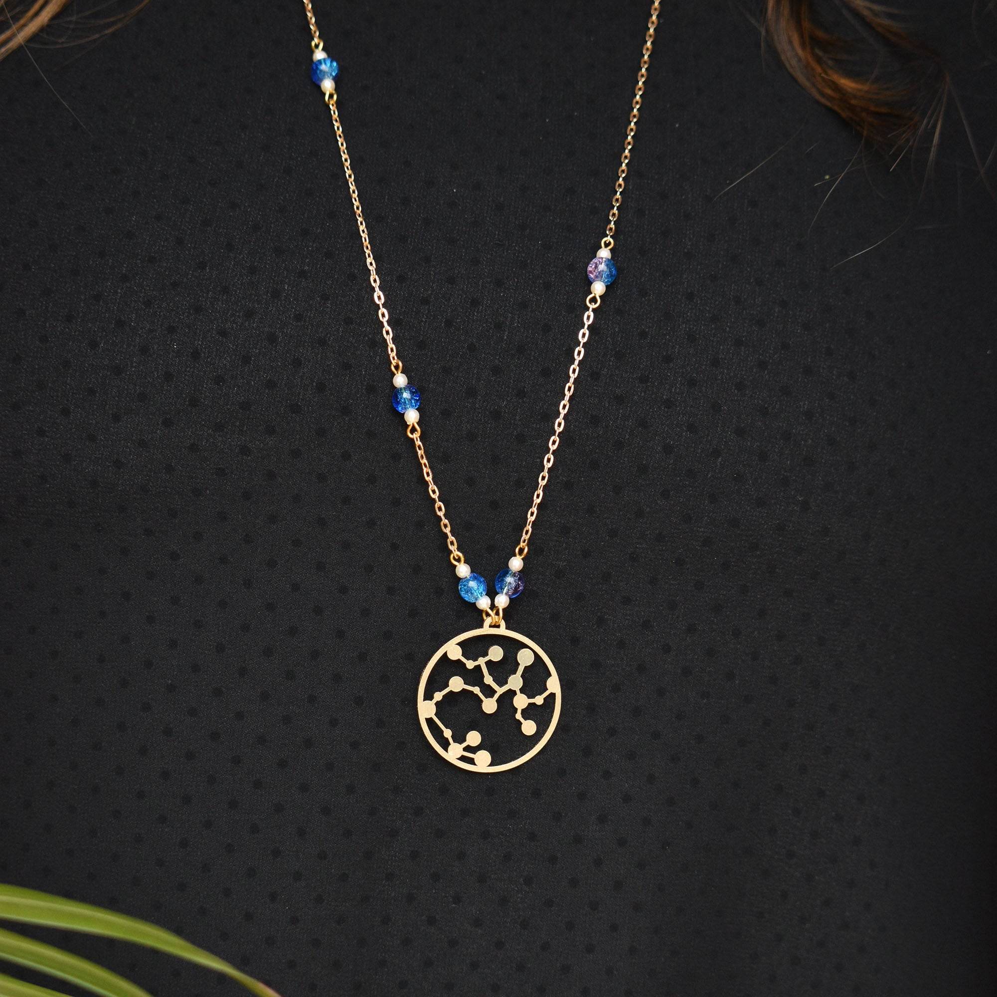 Celestial Zodiac Long Necklace - BeAbhika.com