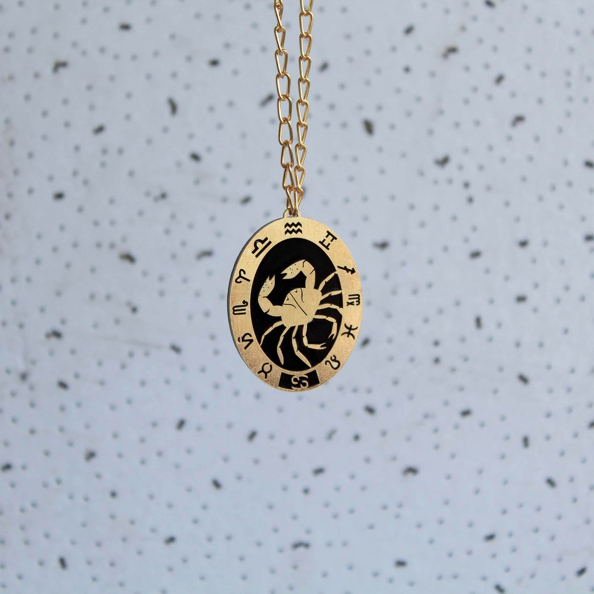 Black & Gold Zodiac Long Necklace - BeAbhika.com