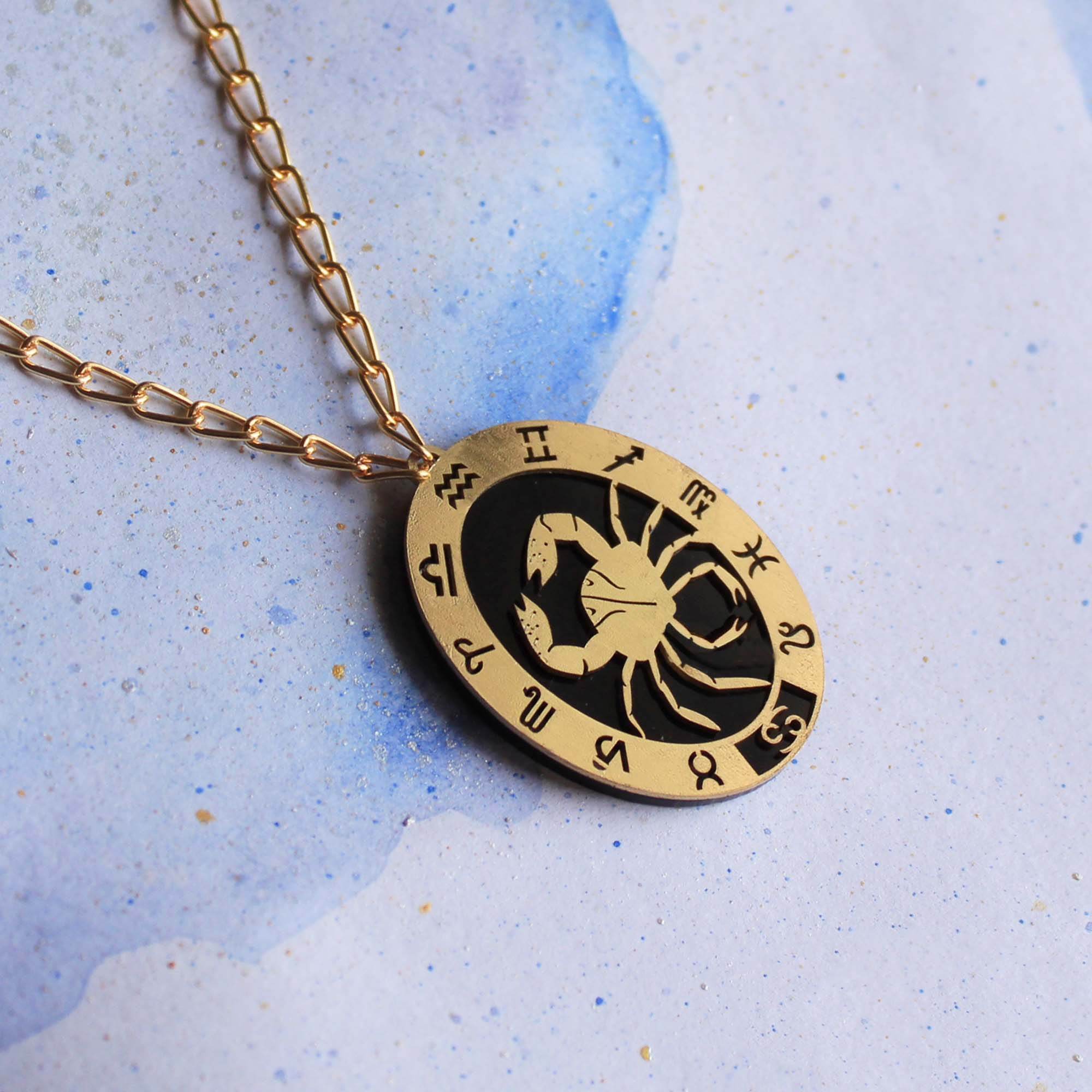 Black & Gold Zodiac Long Necklace - BeAbhika.com